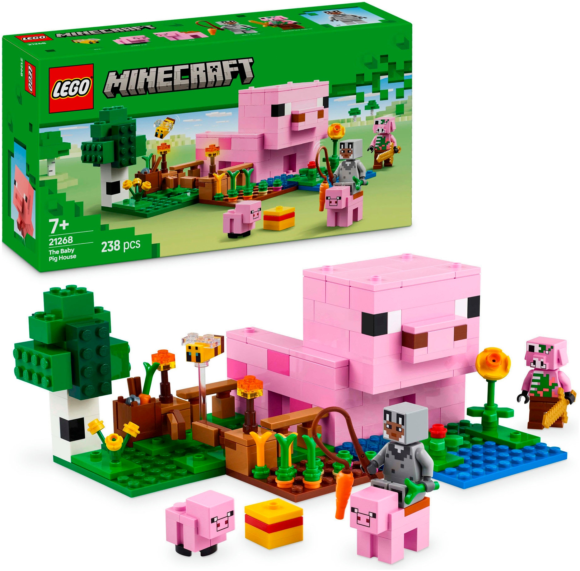 LEGO® Konstruktionsspielsteine »Das Babyschwein-Haus (21268), LEGO Minecraft«, (238 St.), Made in Europe