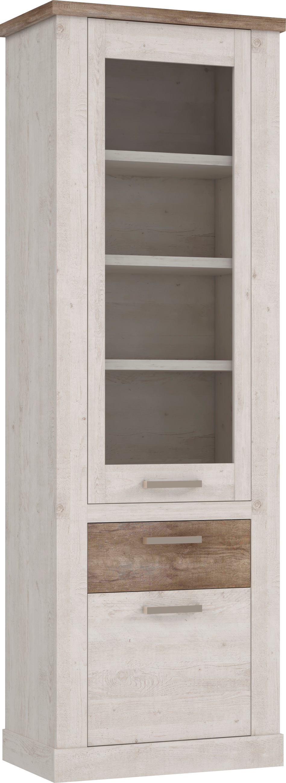 FORTE Vitrine »Duro«, Höhe 212 cm, Glasvitrine mit Schublade, im Landhausstil