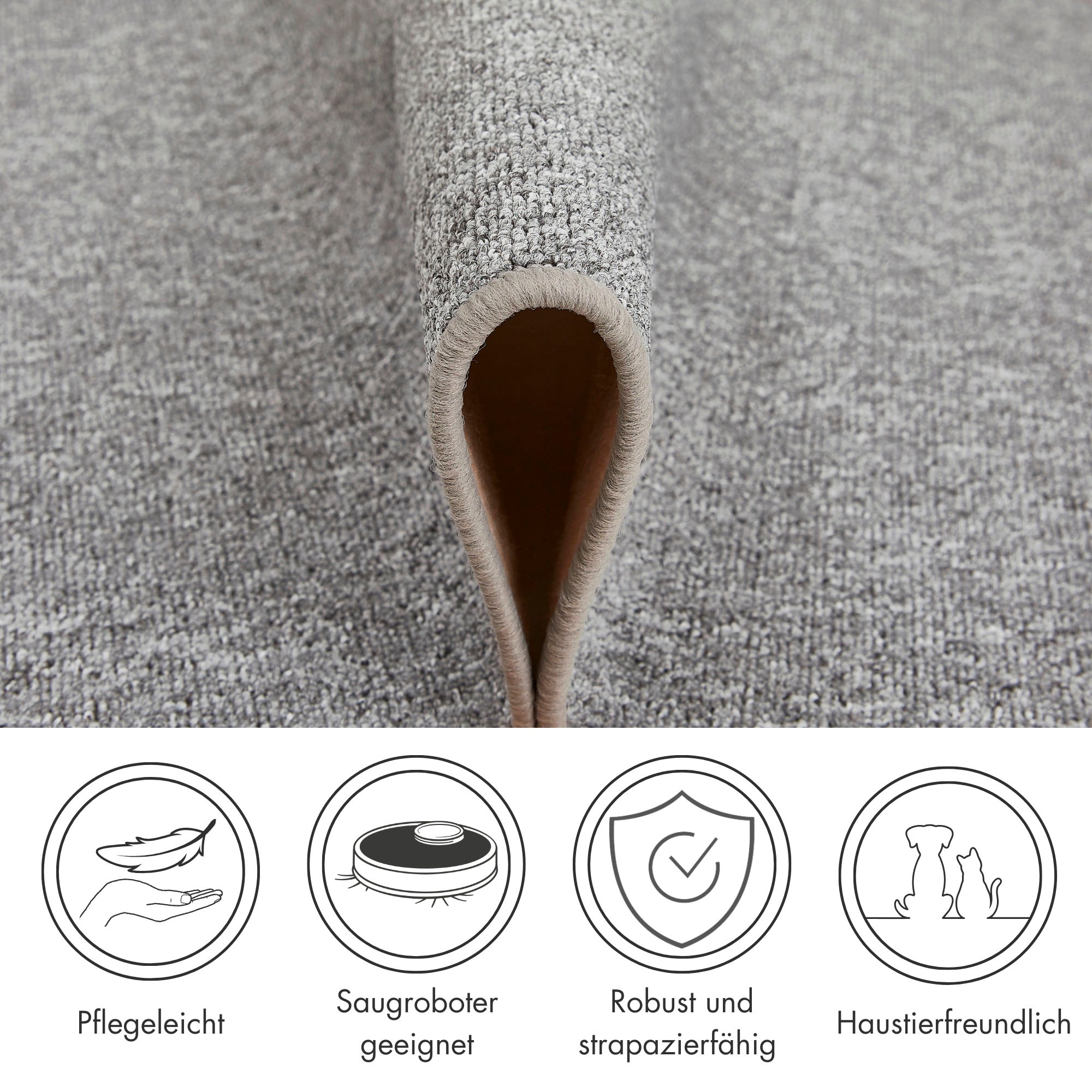 Andiamo Teppich »Luton, Made in Germany«, rund, 5 mm Höhe, melierte Optik, ideal im Wohnzimmer & Schlafzimmer