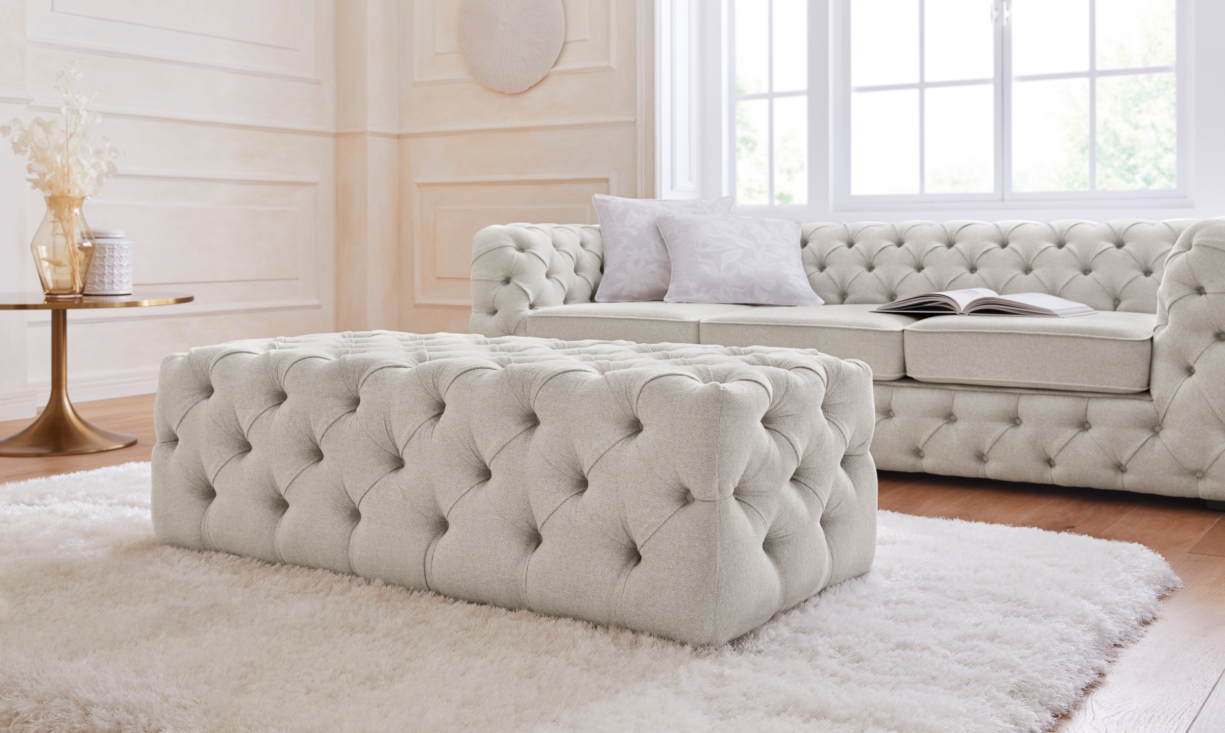 Home affaire Polsterhocker »Kalina« mit klassischer Chesterfield-Knopfheftung