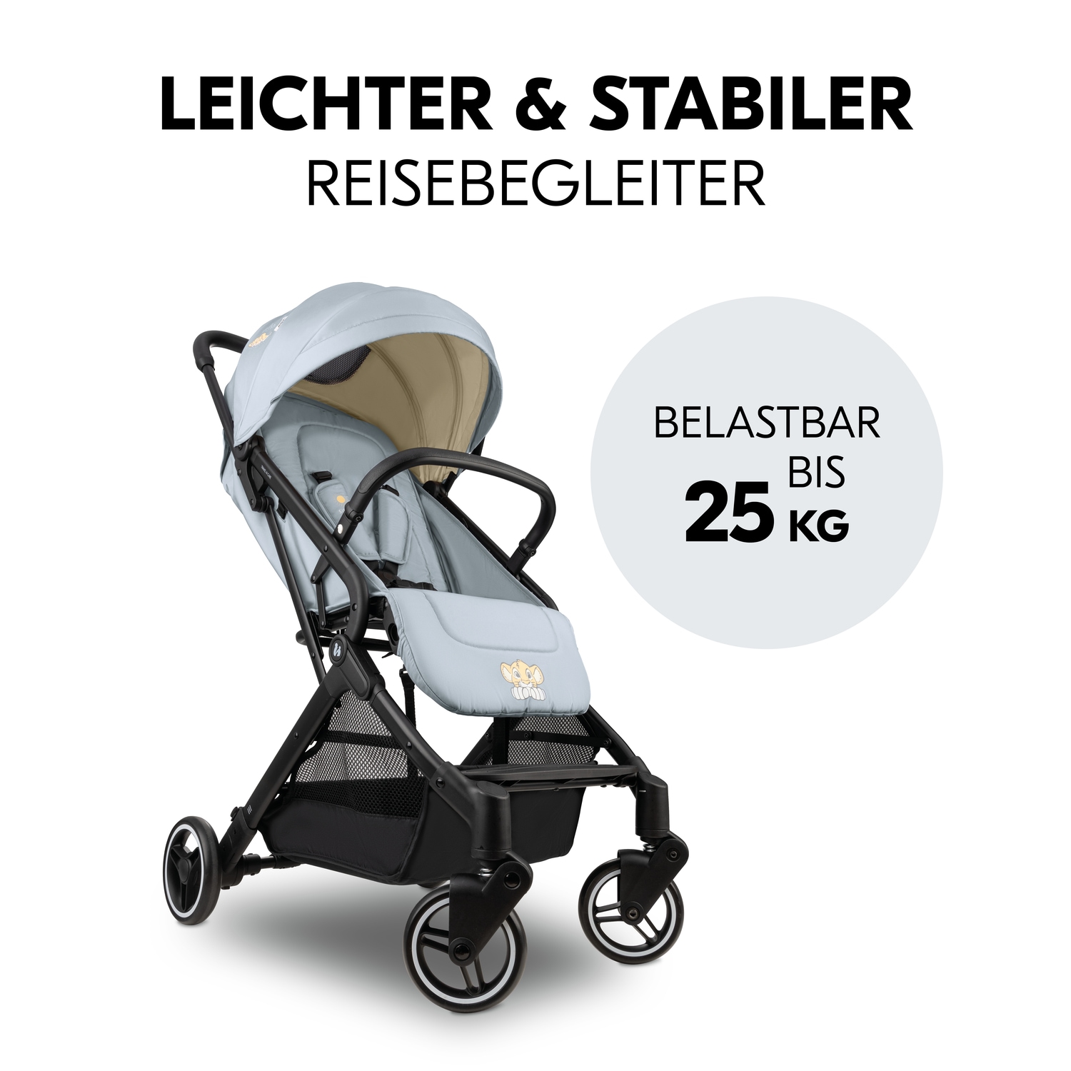 Hauck Kinder-Buggy »Travel N Care, Simba grey«, 25 kg, leicht; bis 22 kg belastbar; inkl. Schulter-Tragegrut
