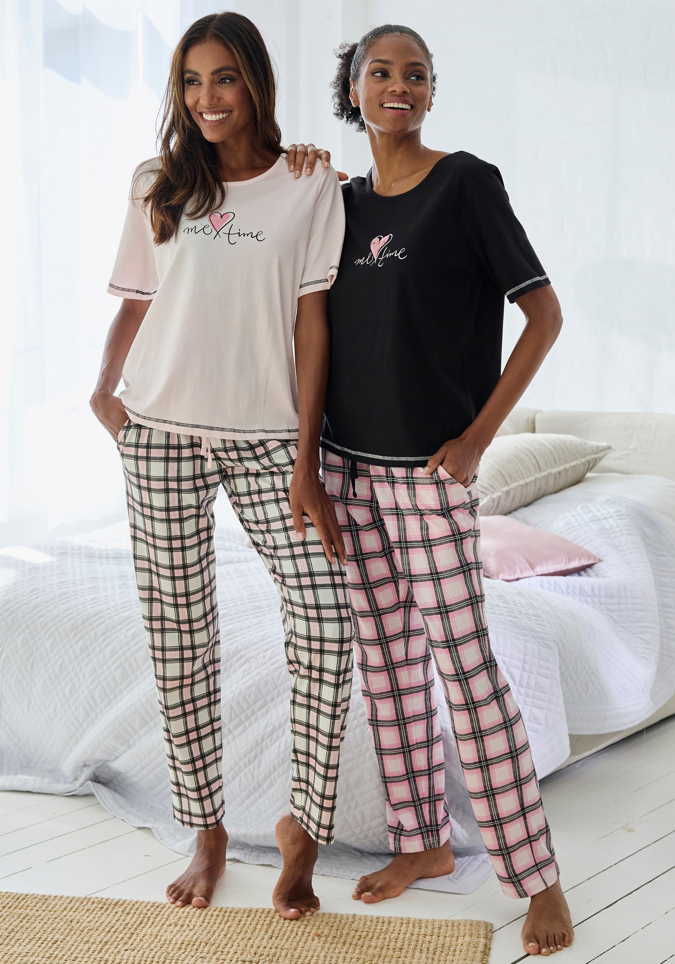 Vivance Dreams Pyjama, (Packung, 4 tlg.), im Doppelpack mit Karomuster  kaufen im OTTO Online Shop