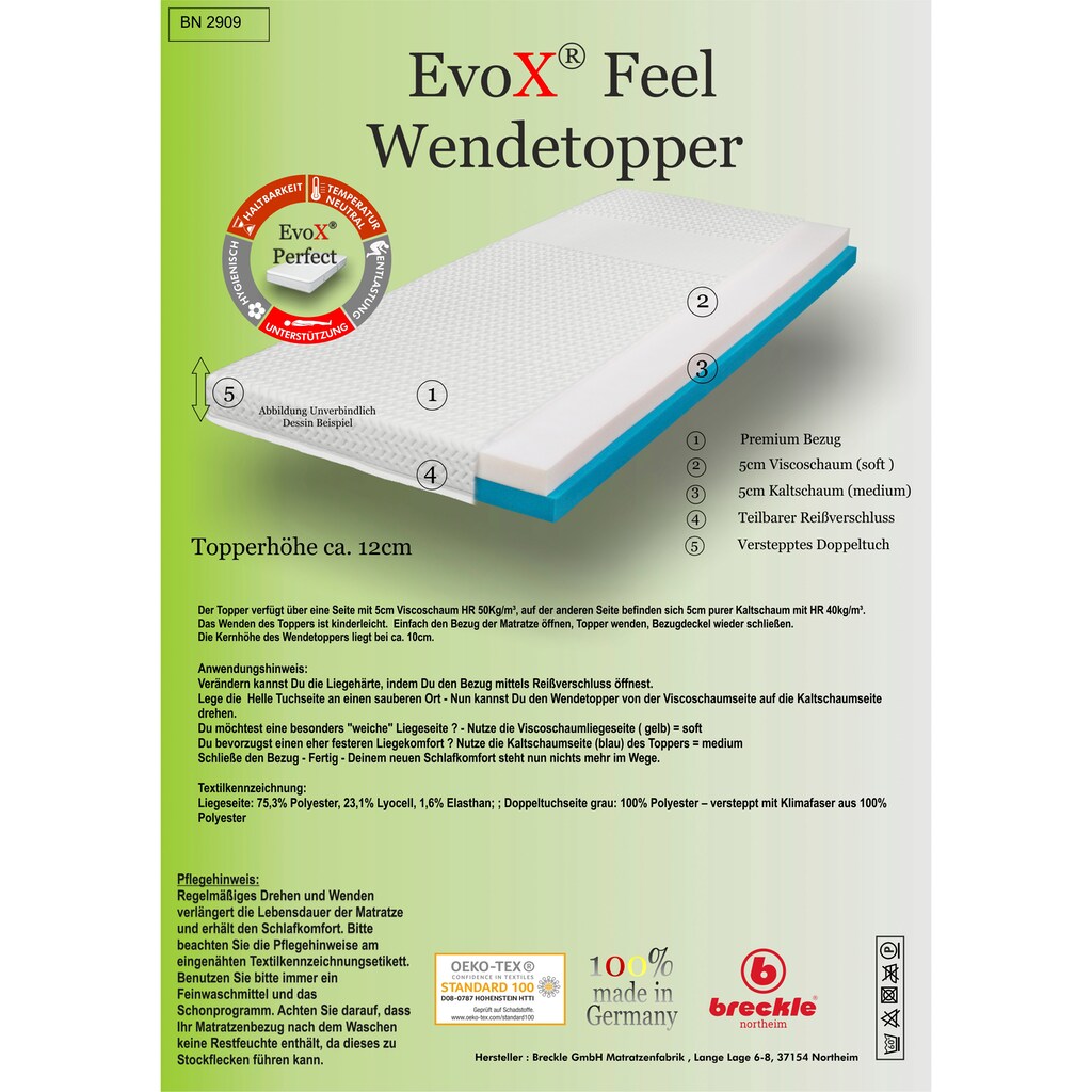 Breckle Northeim Topper »EvoX Feel Wendetopper«, (1 St.)