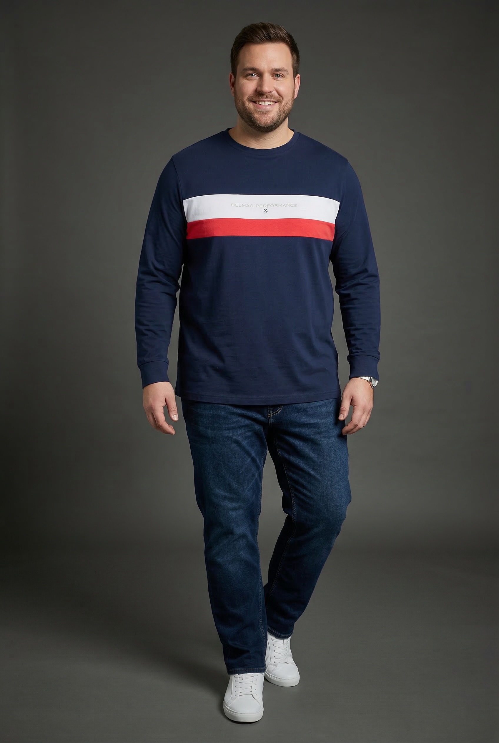 DELMAO Langarmshirt »Neue Kollektion« schmale Passform, Langarm, mit Rundhalsausschnitt