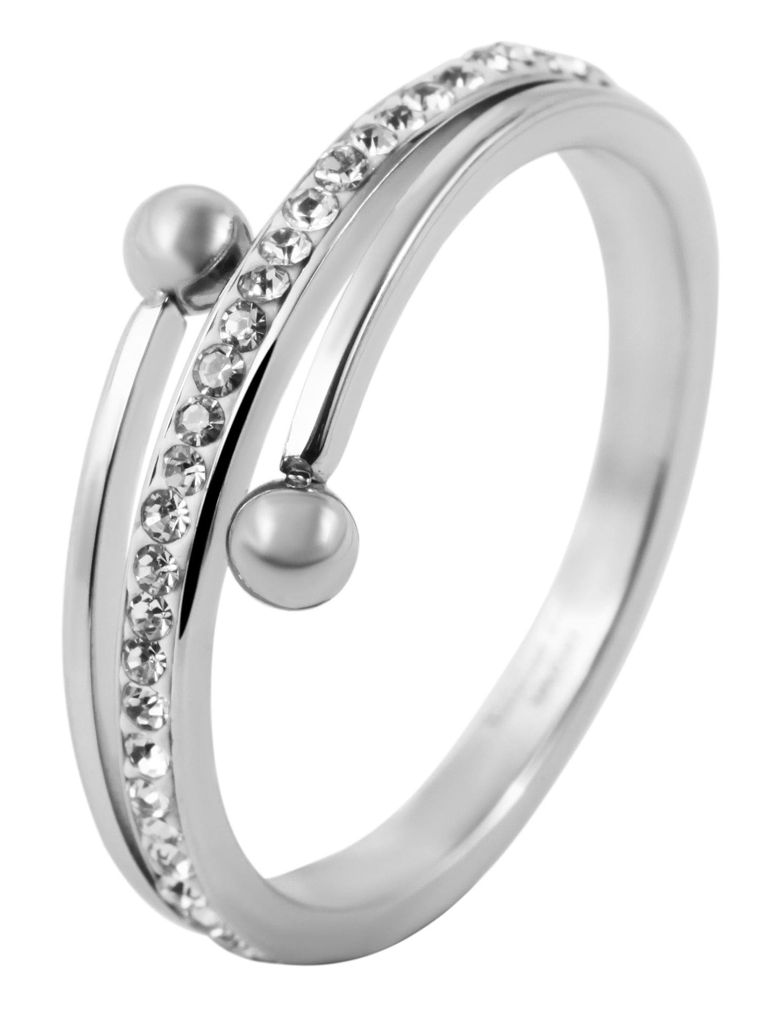 Adelia´s Fingerring »Damen Ring aus Edelstahl mit Strass Steinchen«