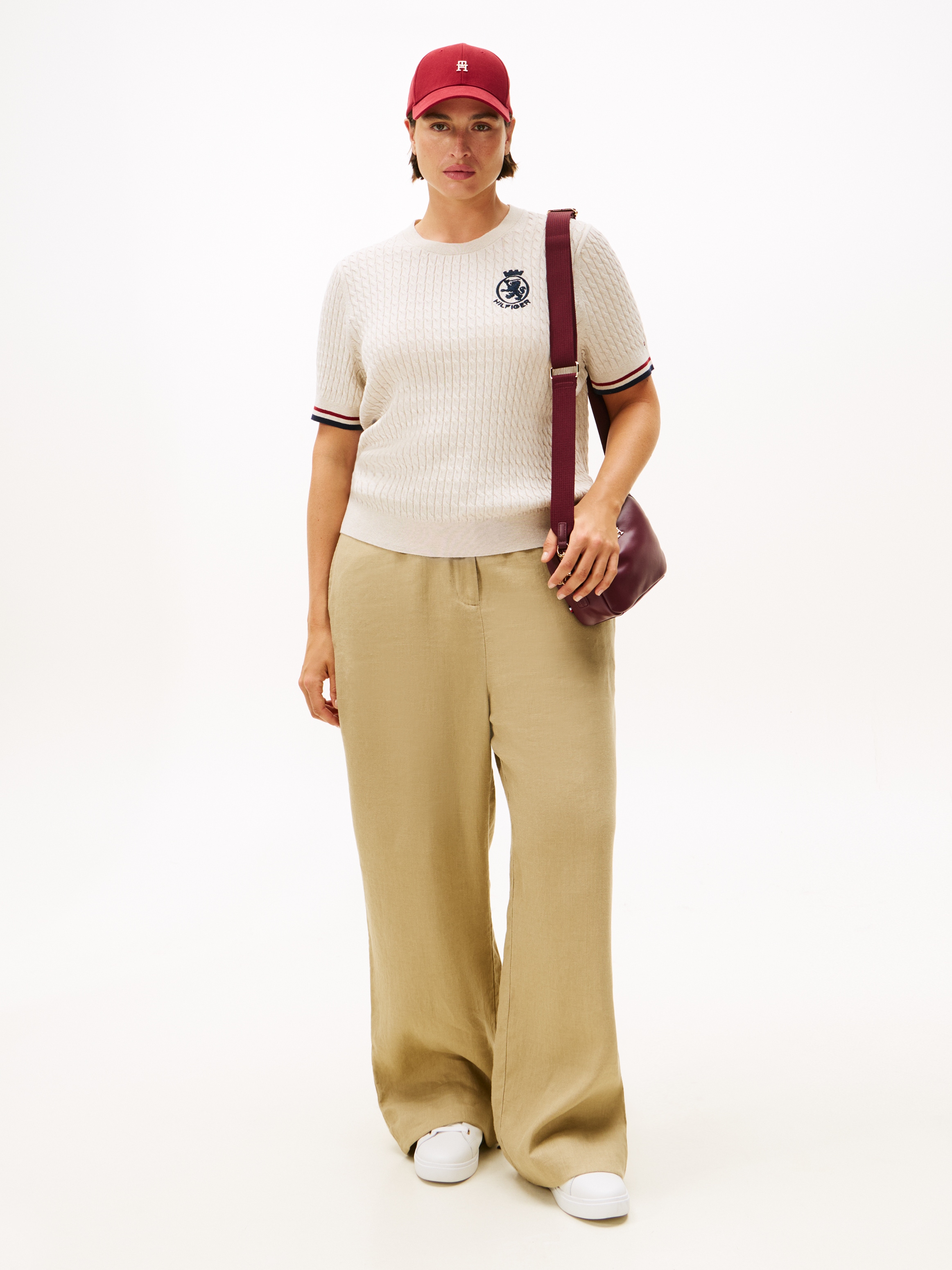 Tommy Hilfiger Curve Strickpullover »CRV CO CABLE FINE GG GPC SS SWT«, in großen Größen, mit Zopfmuster