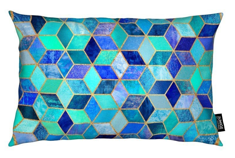 Juniqe Dekokissen »Blue Cubes«, Weiches, allergikerfreundliches Material