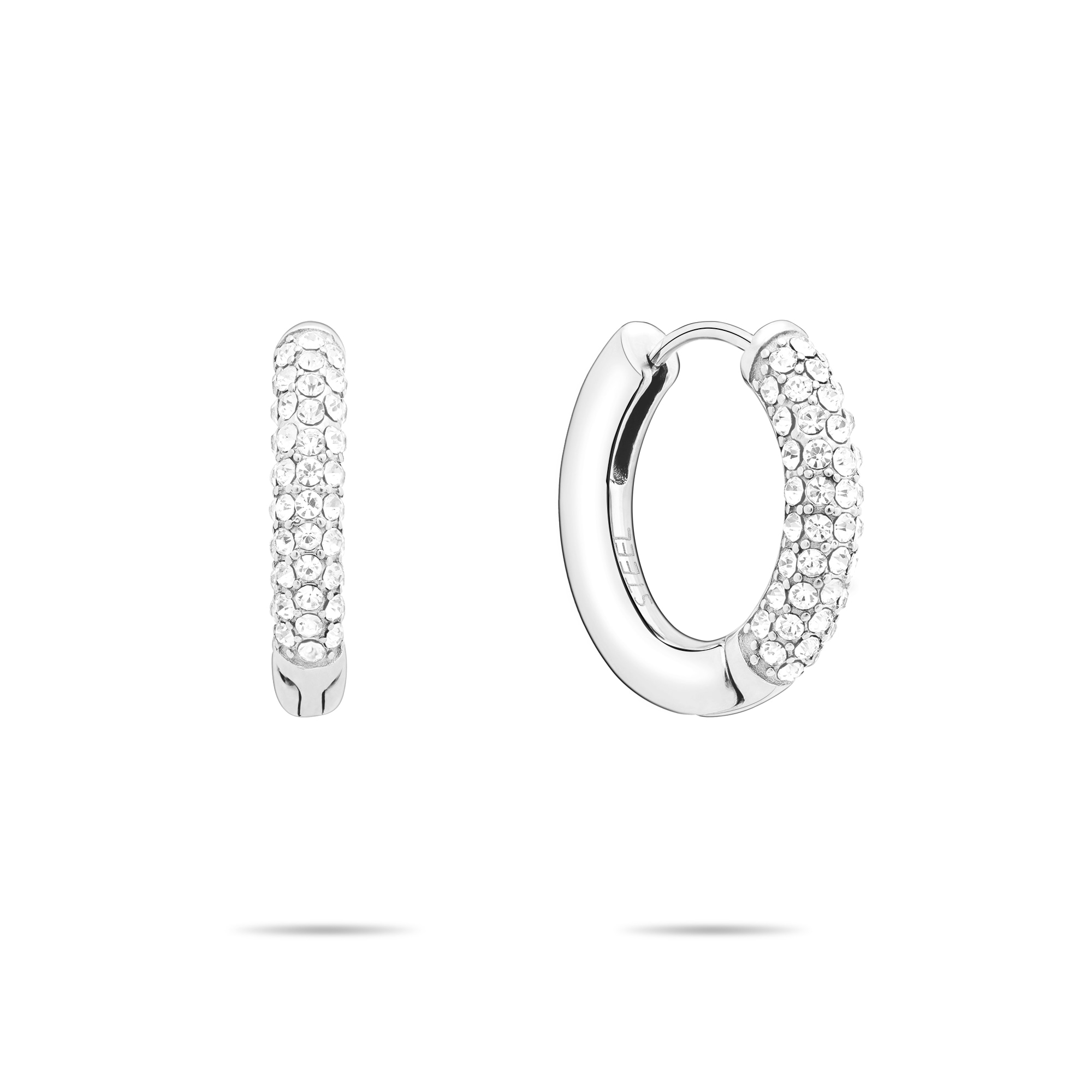 Tamaris Paar Creolen »Schmuck Geschenk Edelstahl Creole Glitter Donut Familie« mit Glasstein