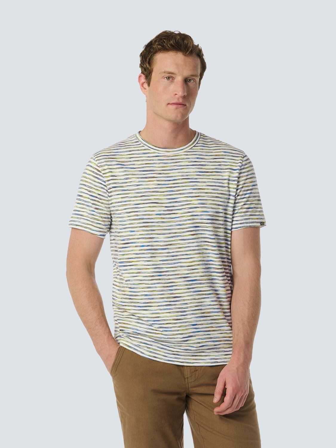 NO EXCESS T-Shirt, mit melierten Streifen