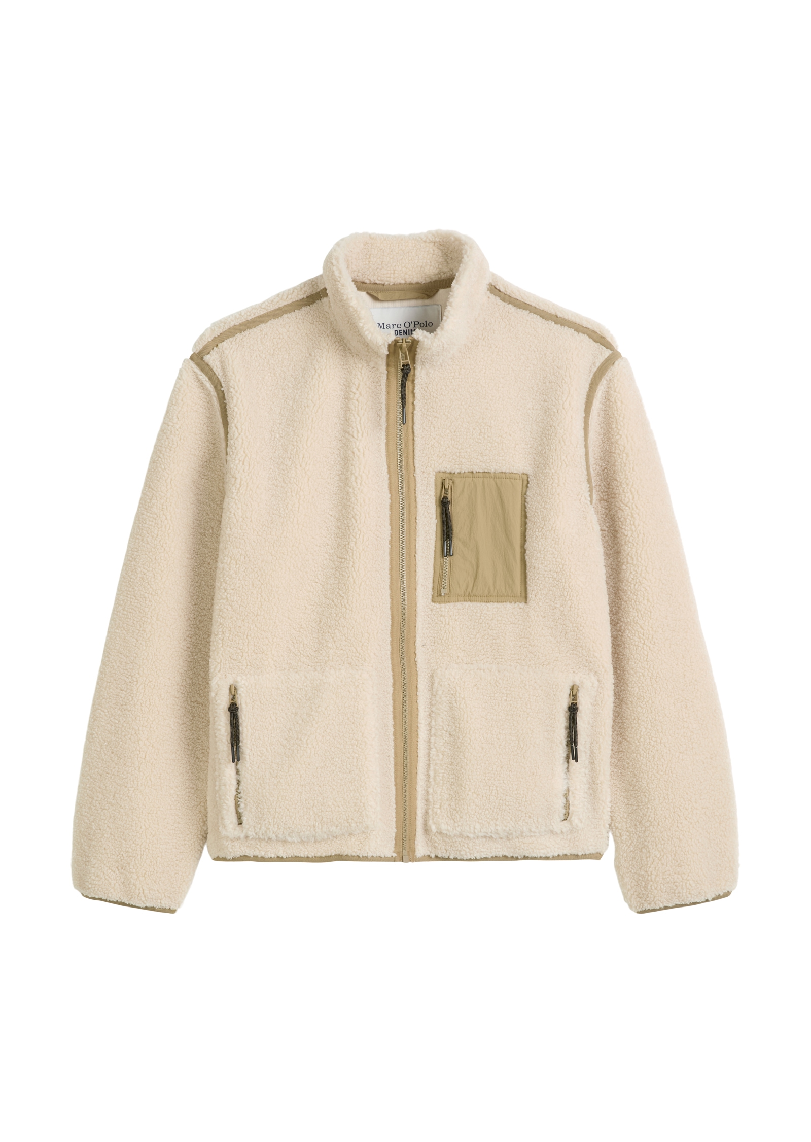 Marc O'Polo DENIM Fleecejacke, Teddyjacke regular fit, mit Nylon-Brusttasche