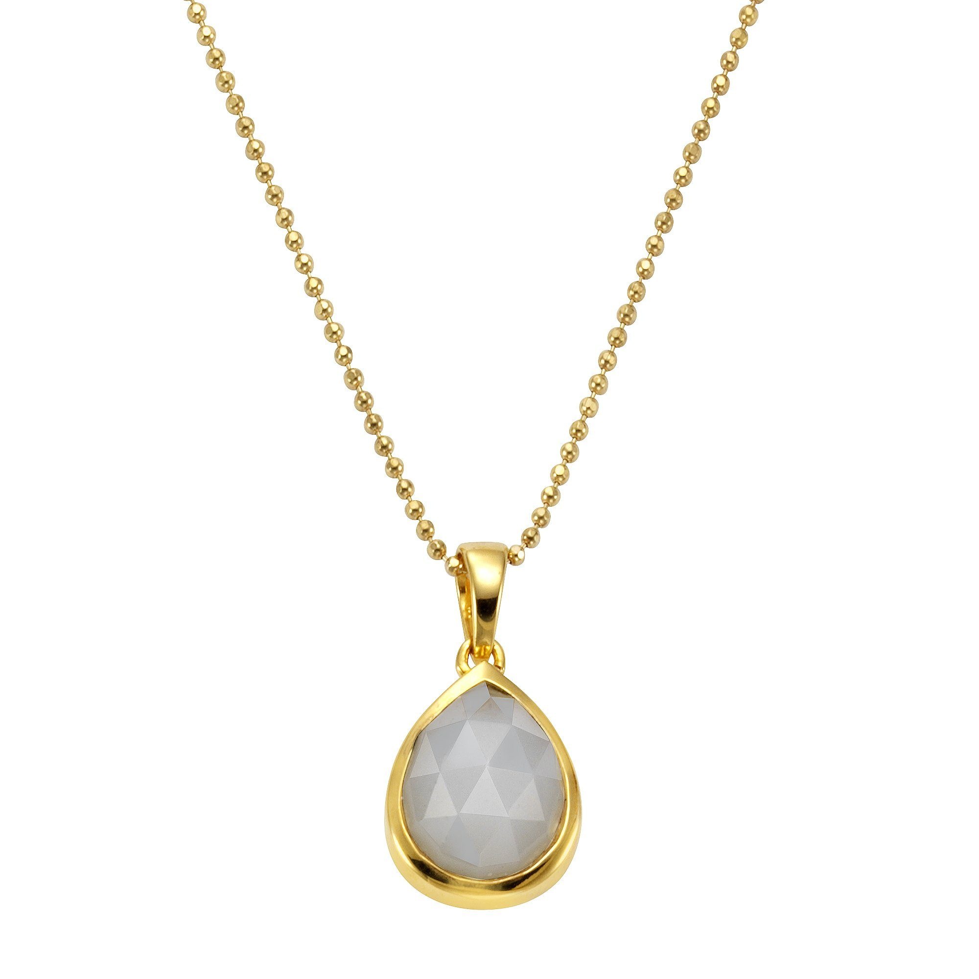 Jamelli Kette mit Anhänger, Anhänger mit Kette 925/- Sterling Silber vergoldet Mondstein