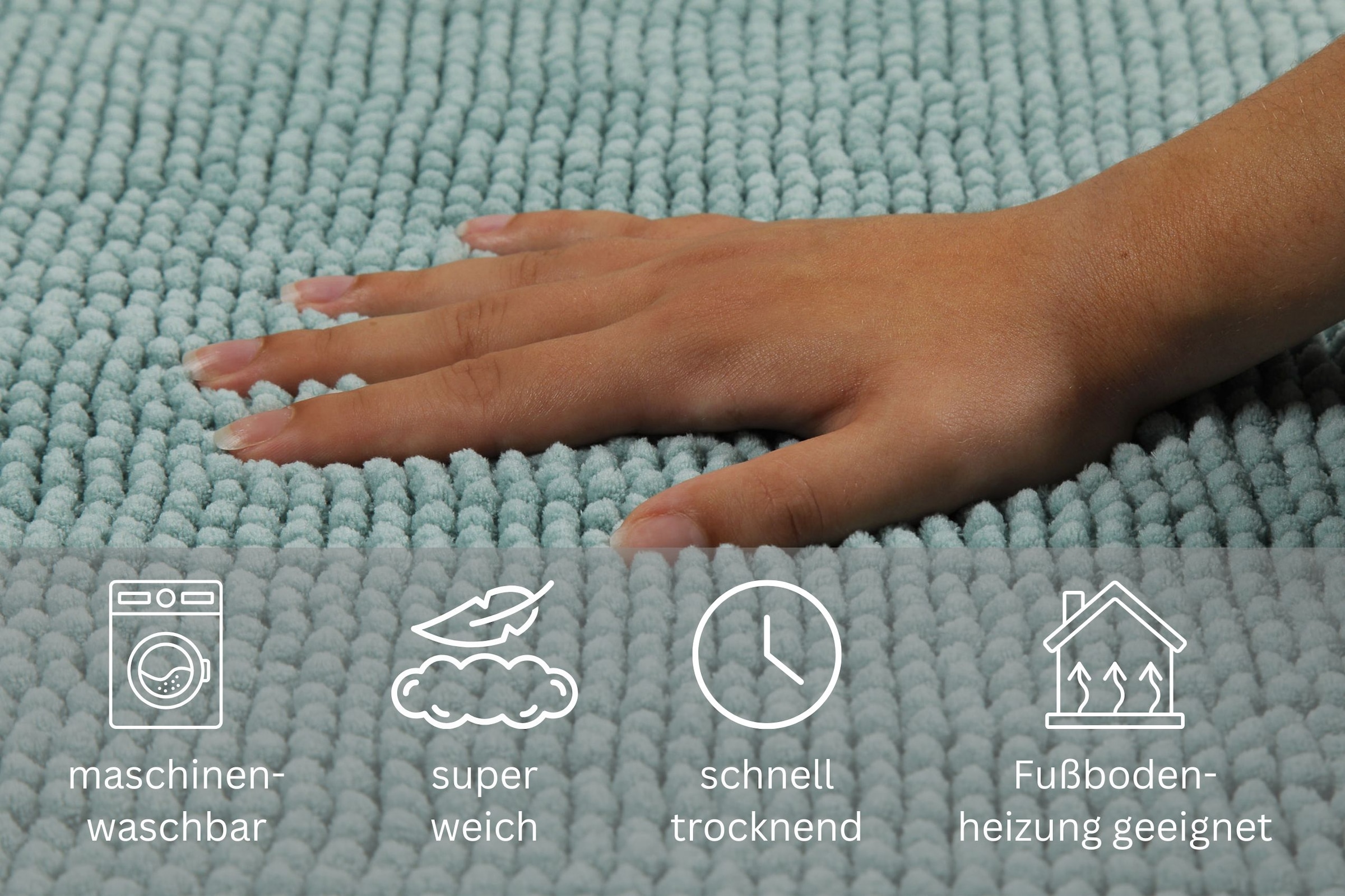 OTTO home Badematte »Kaelan, weicher Chenille«, rutschhemmend beschichtet, fußbodenheizungsgeeignet, Badvorleger, Badteppich weiches Chenille, pastellfarben, Badezimmer