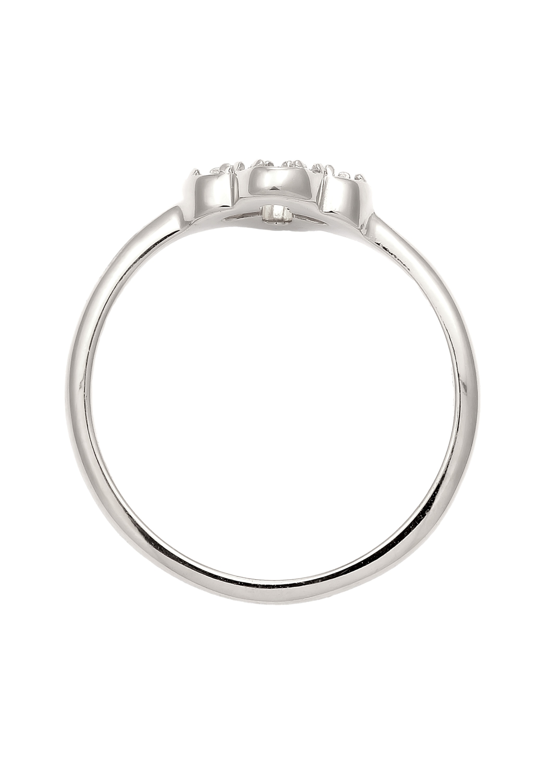 Elli Silberring »Ring Kleeblatt Glas Kristalle Weiß 925 Sterling Silber«