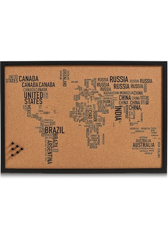 Zeller Present Pinnwand »World Letters«, rechteckig, aus Kork, Motiv Weltkarte kaufen