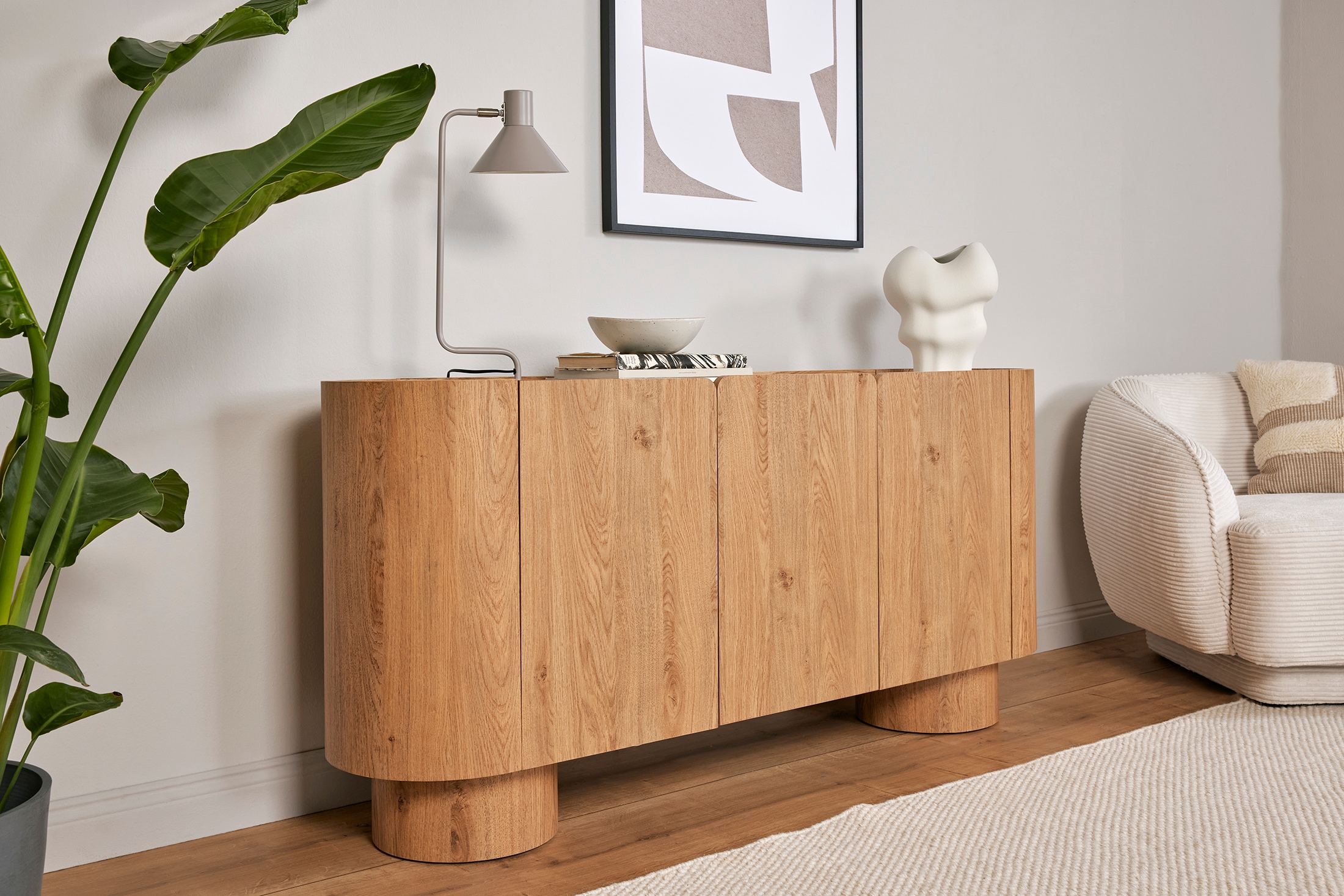 Jahnke Sideboard »CIRCO SB 160« 1 Stk. tlg. Sideboard, 3-türig, gerundetes Design, Marmor-Look, Breite 160 cm