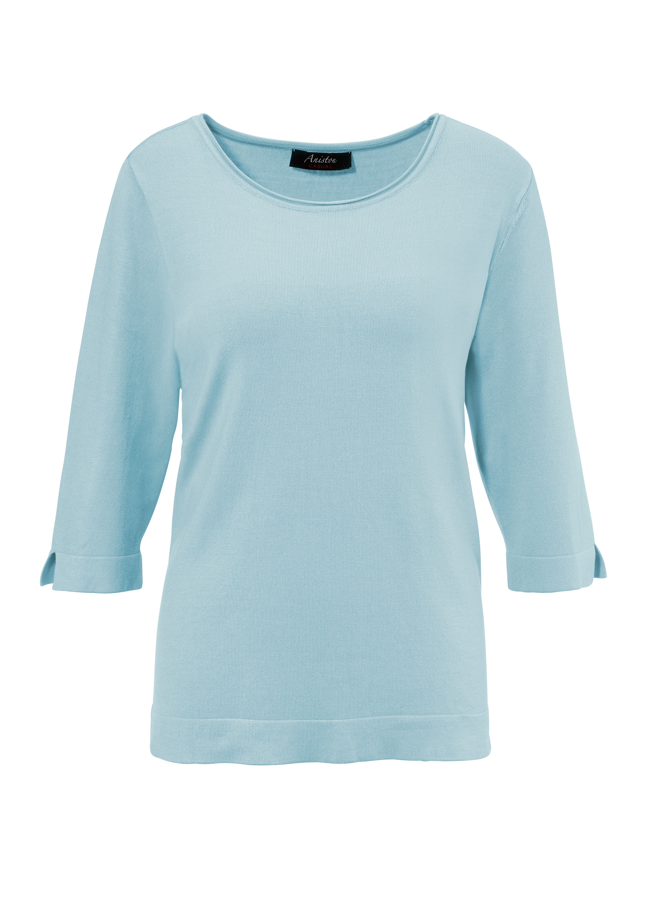 Aniston CASUAL Strickpullover, mit kleinem Schlitz an den 3/4-langen Ärmeln