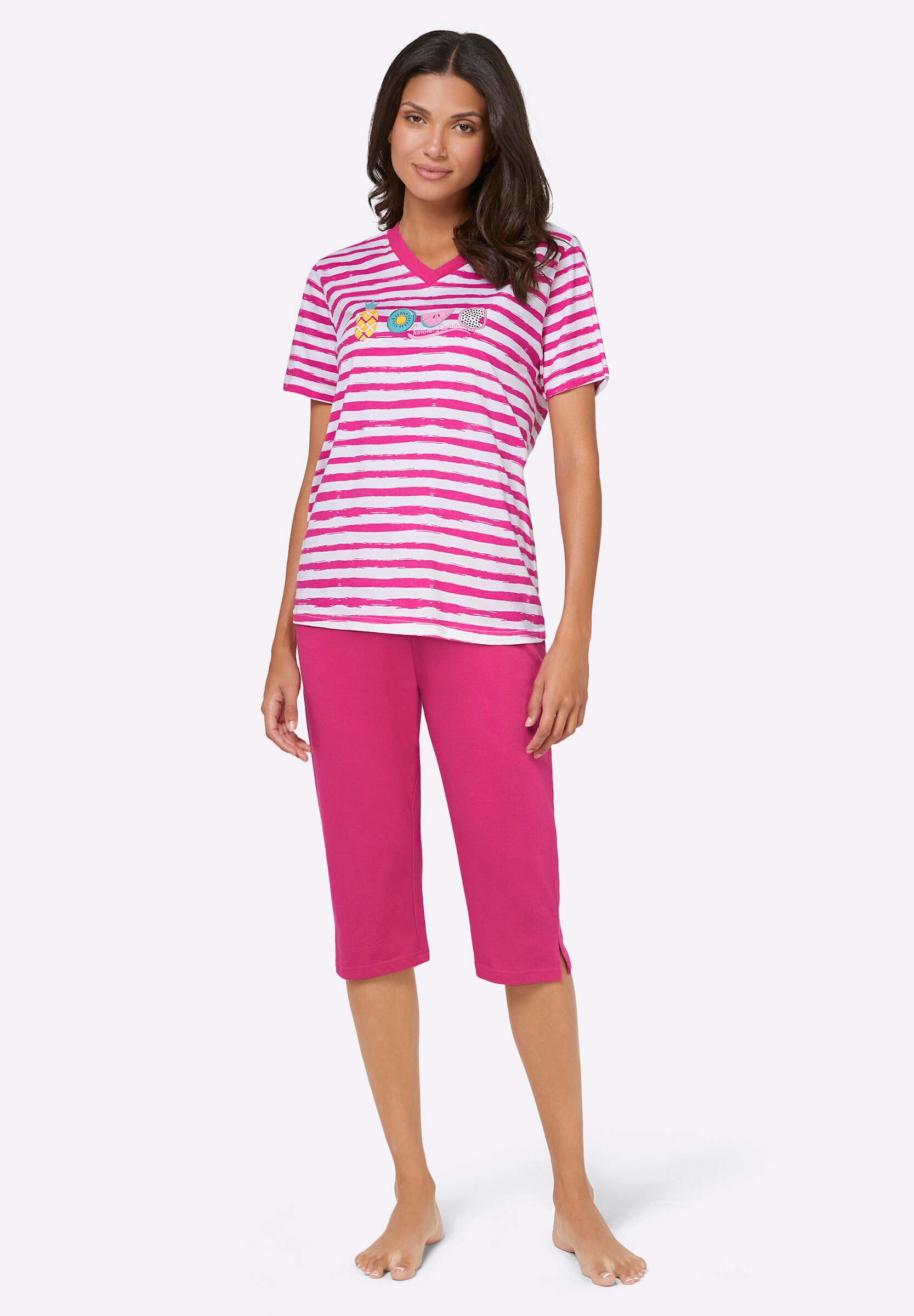 comtessa Capri-Pyjama »Capri-Anzüge Capri-Schlafanzüge in Single-Jersey-Qualität 2 Stück« 2 Stk.