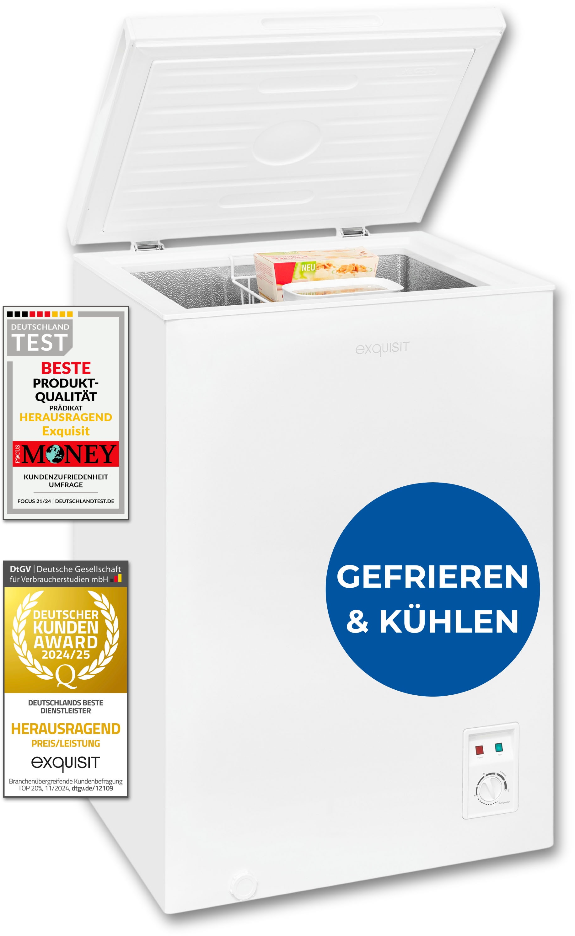 exquisit Gefriertruhe »GT100-050E weiss«, 83,5 cm hoch, 54,5 cm breit