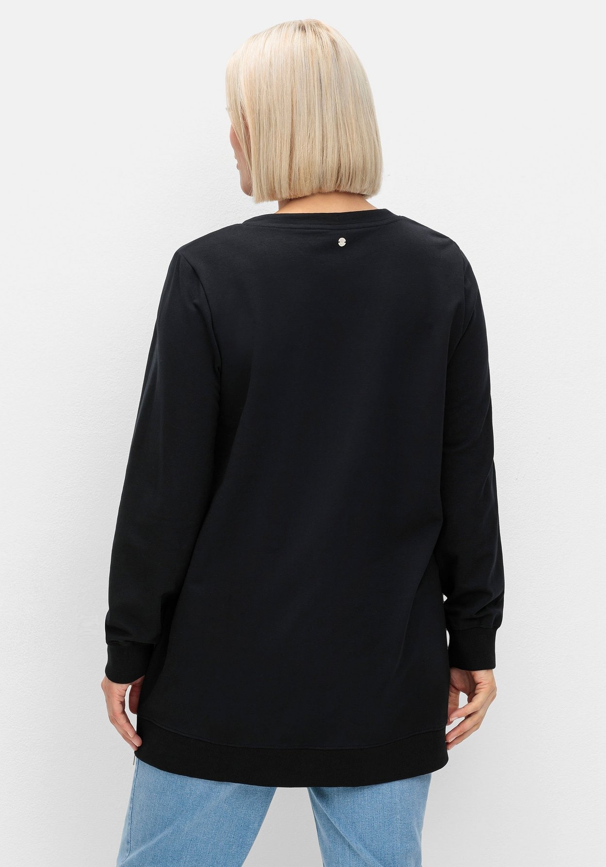 Sheego Sweatshirt »Langes Sweatshirt in Longform, mit hohen seitlichen Zippern«