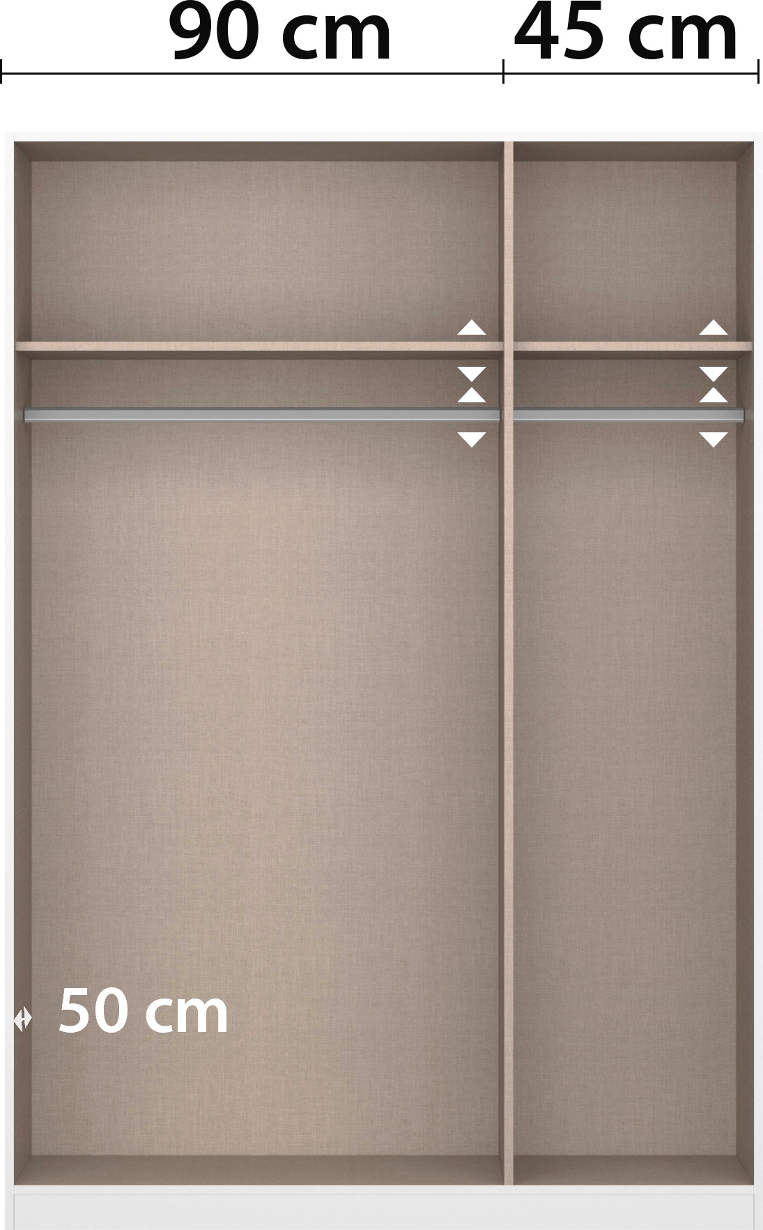 INOSIGN BY RAUCH Drehtürenschrank »Schlafzimmerschrank BESTSELLER Kleiderschrank Schrank Garderobe FERRIS« In 3 Ausführungen BASIC/CLASSIC/PREMIUM, in Breiten 136/181/226/271 cm,  Mitteltüren mit hochwertigem Grauspiegel MADE IN GERMANY