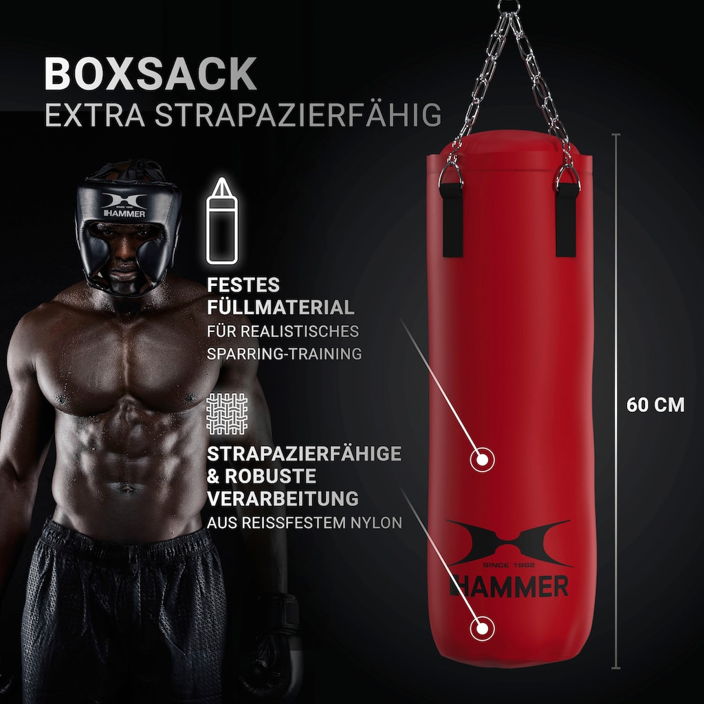 Hammer Boxsack »Fit«, (Set, mit Trainings-DVD-mit Boxhandschuhen)