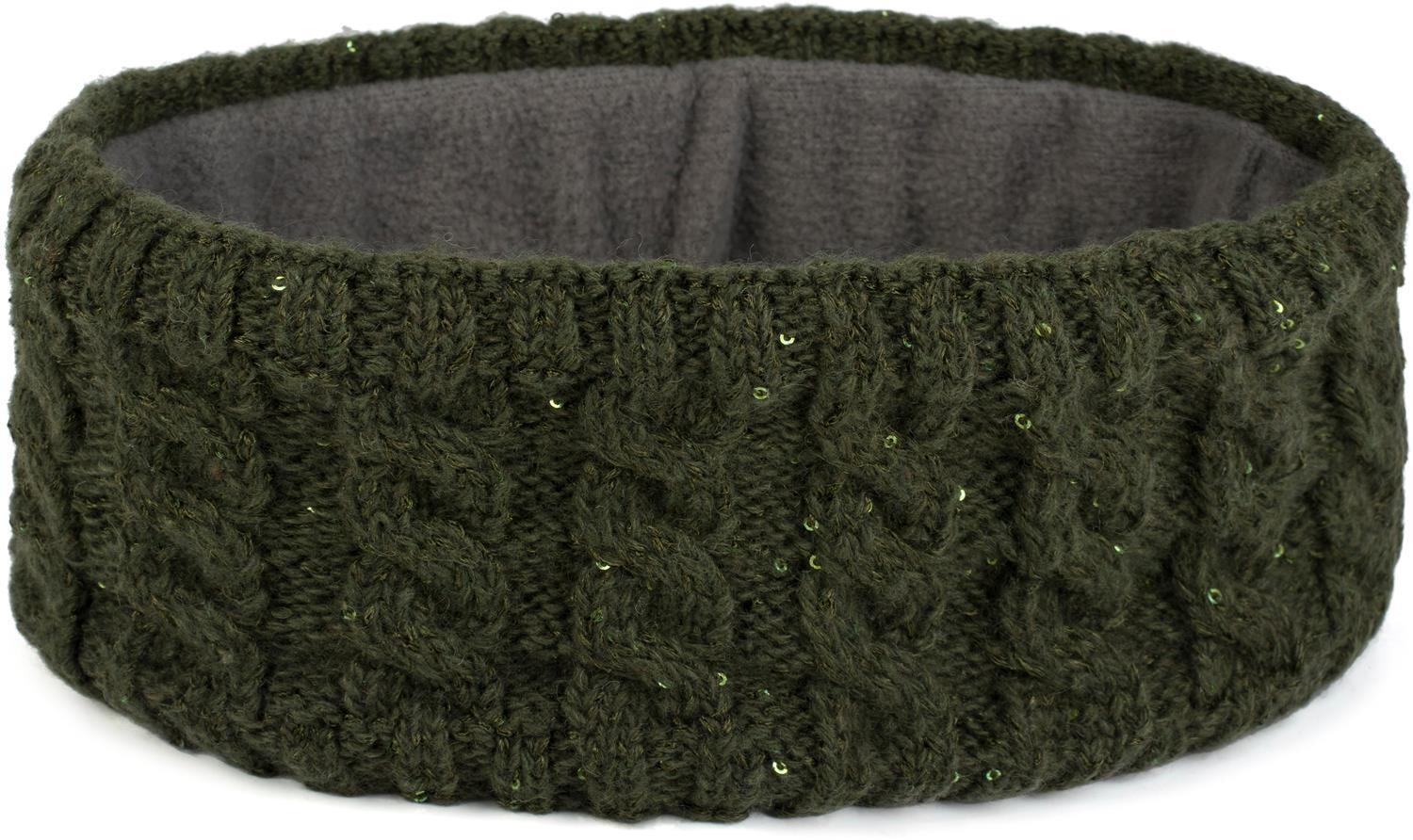 styleBREAKER Stirnband »Strick Stirnband Zopfmuster Pailletten« 1 Stk.