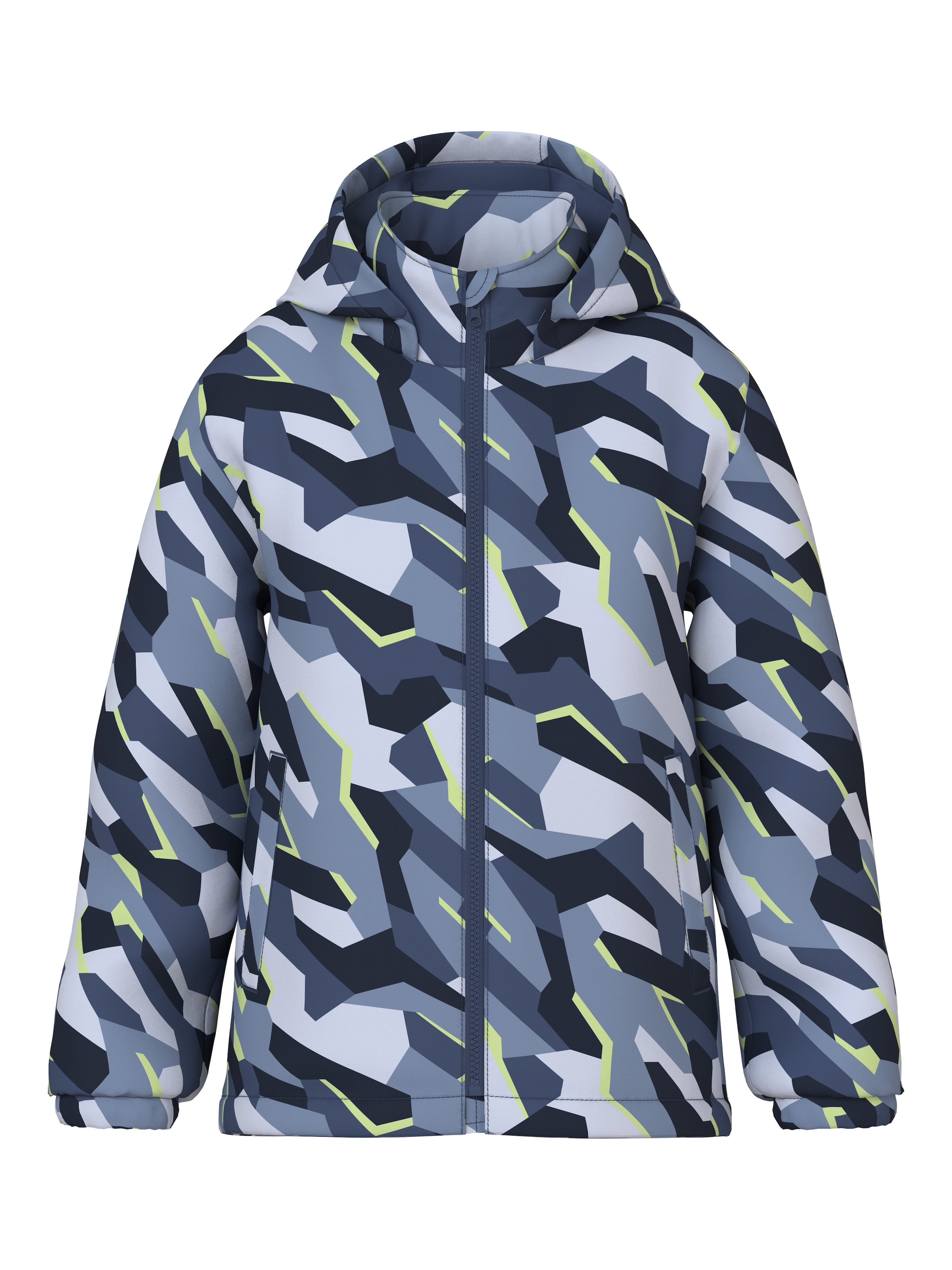 Name It Outdoorjacke »NKMMAX JACKET PA AOP NOOS« mit Kapuze Kunstfaser, reflektierende Details