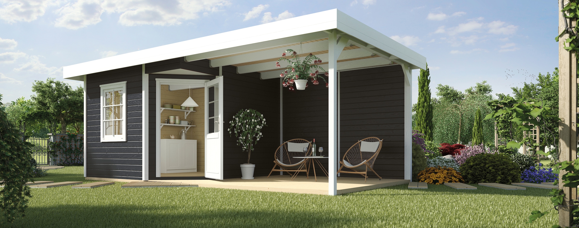 weka Gartenhaus »Designhaus 213B Gr.2«, (Set)