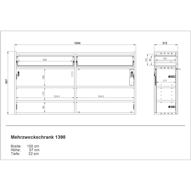 GERMANIA Garderoben-Set »Ameca«, (Set, 3 St.), mit Mehrzweckschrank, Spiegel  und Garderobenpaneel, geringe Tiefe kaufen bei OTTO