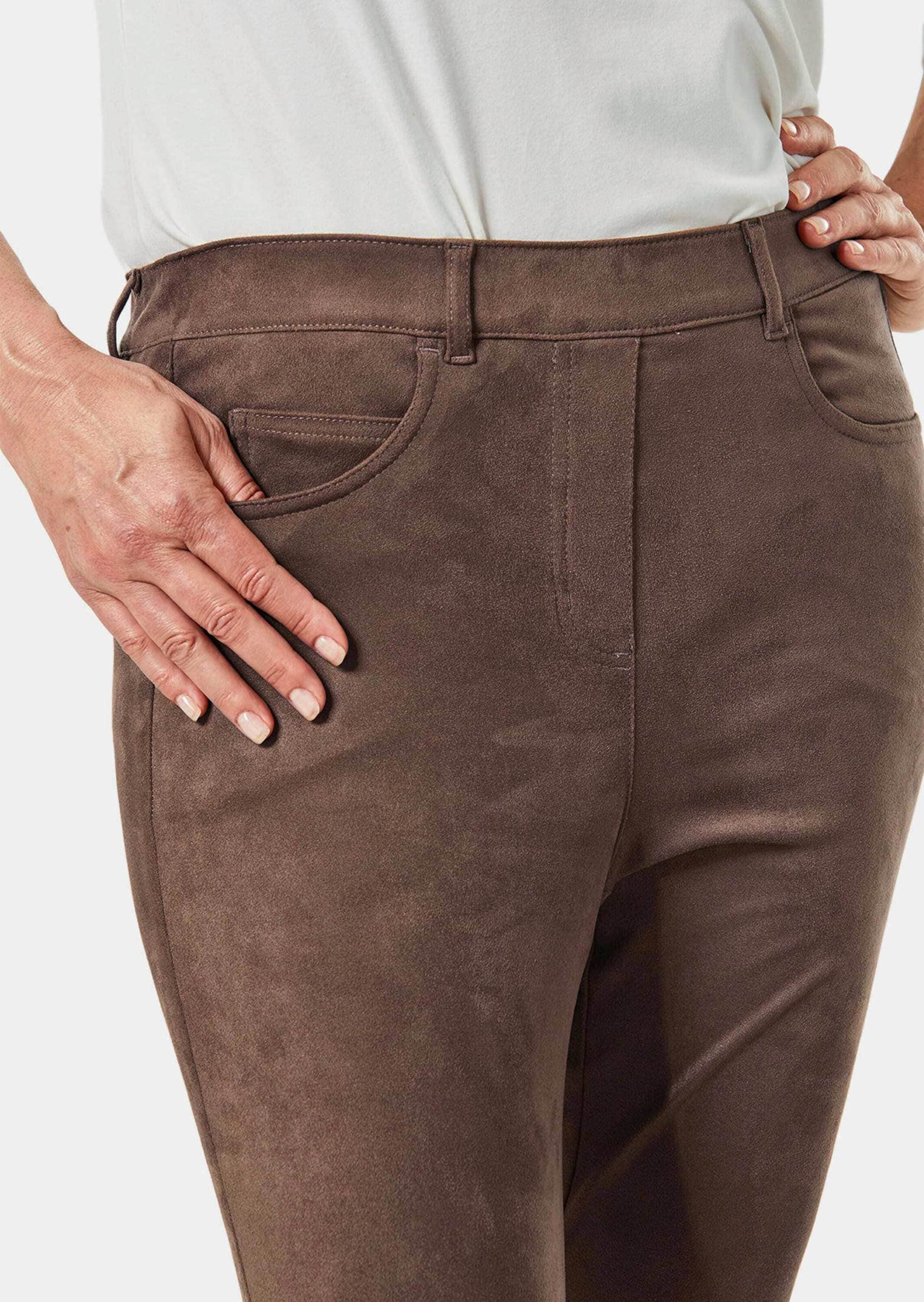 GOLDNER 2-in-1-Hose »Bi-elastische Hose in superweichem Veloursleder-Look«