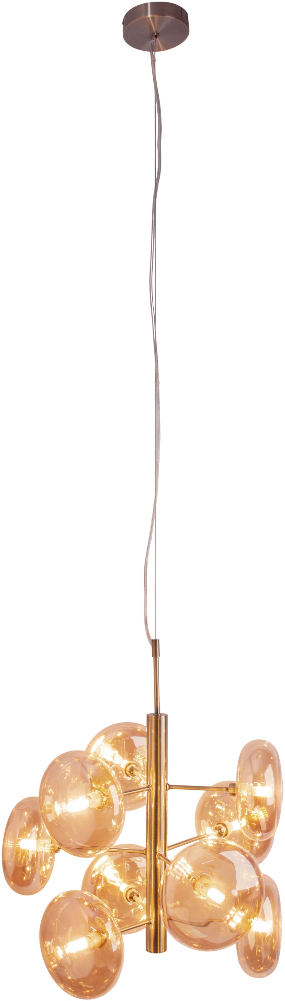 näve Pendelleuchte »Orion« G9 1 Stk. messing-matt, 9 flachen Rundgläser in amber, exkl. G9, Höhe 55cm