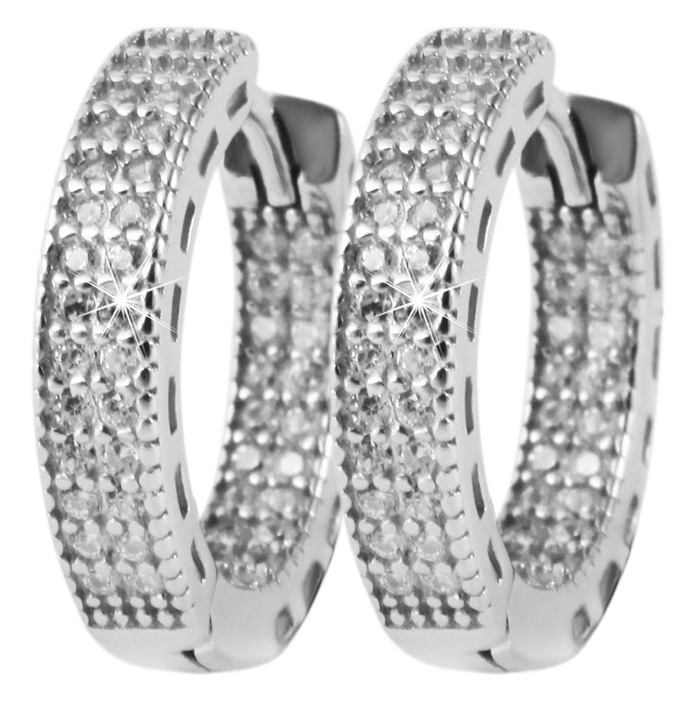 Adelia´s Paar Creolen »Damen Ohrringe ¿ Klappcreole aus 925 Silber mit Zirkonia«