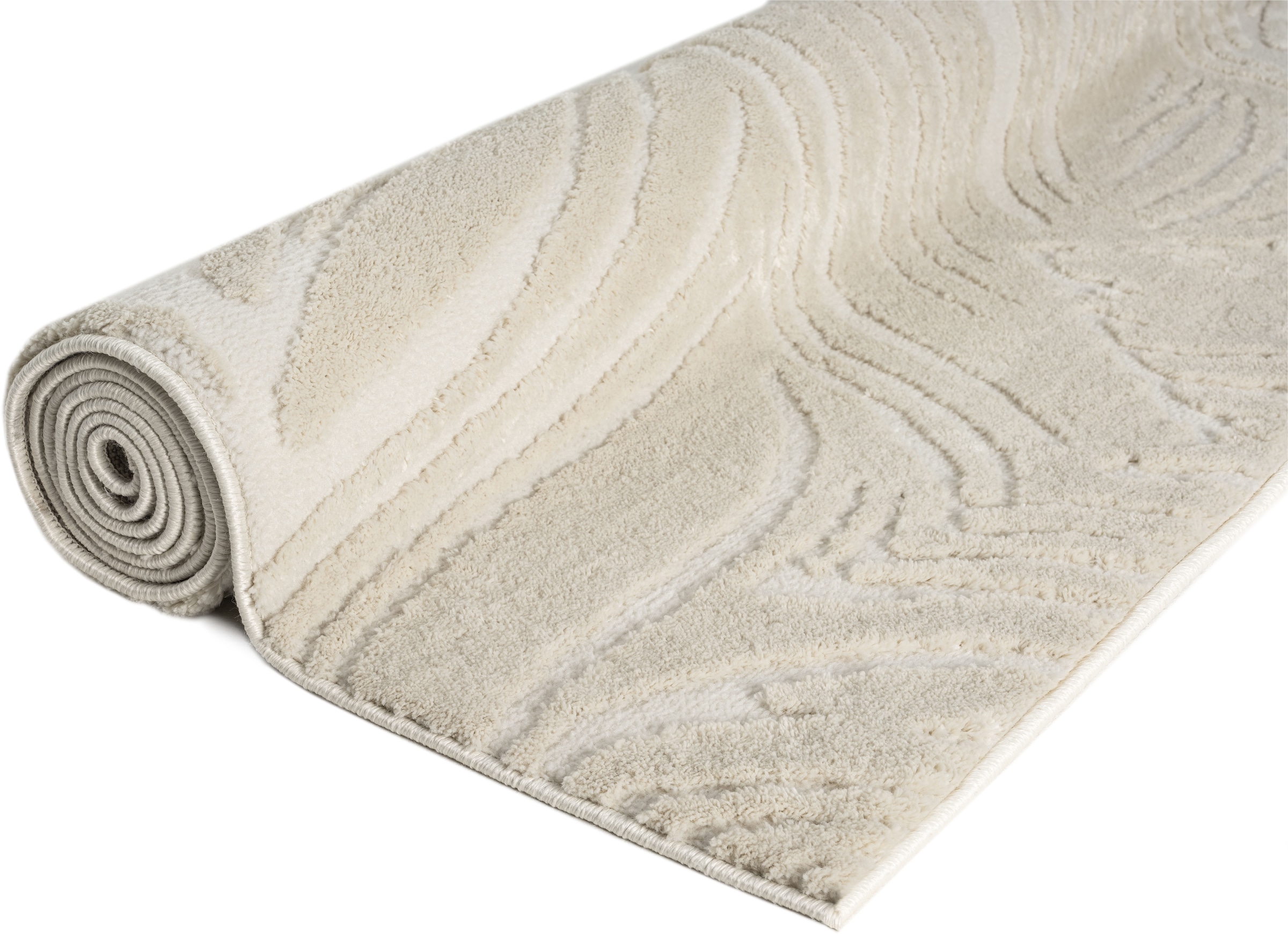 OTTO home Teppich »Samia, Hoch-Tief-Struktur« rechteckig 19 mm Höhe leichter Glanz, Floral, Blätter, Modern, Wohnzimmer, Schlafzimmer