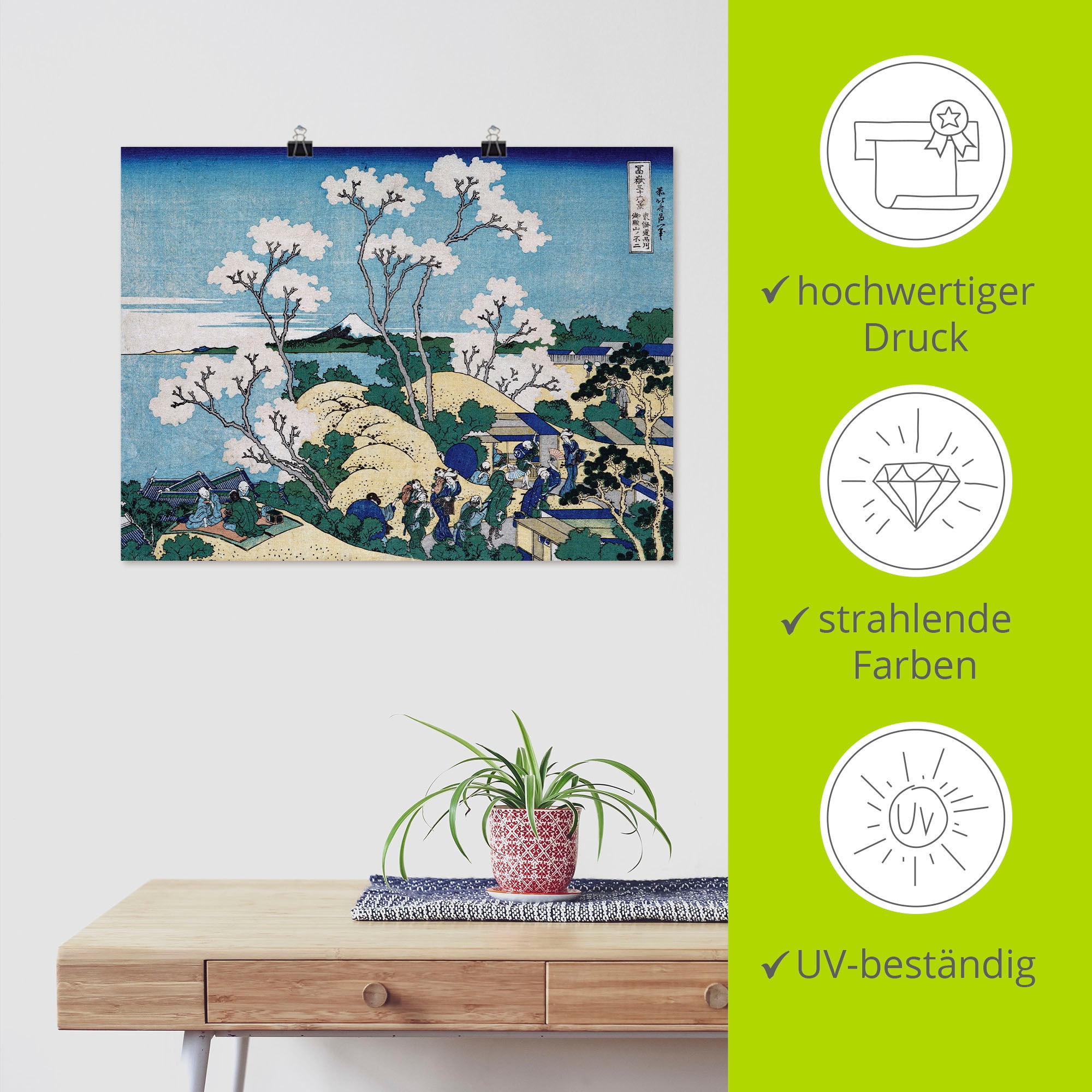 Artland Kunstdruck »Fuji von Gotenyama in Shinagawa«, Asien, (1 St.), als Leinwandbild, Wandaufkleber oder Poster in versch. Größen