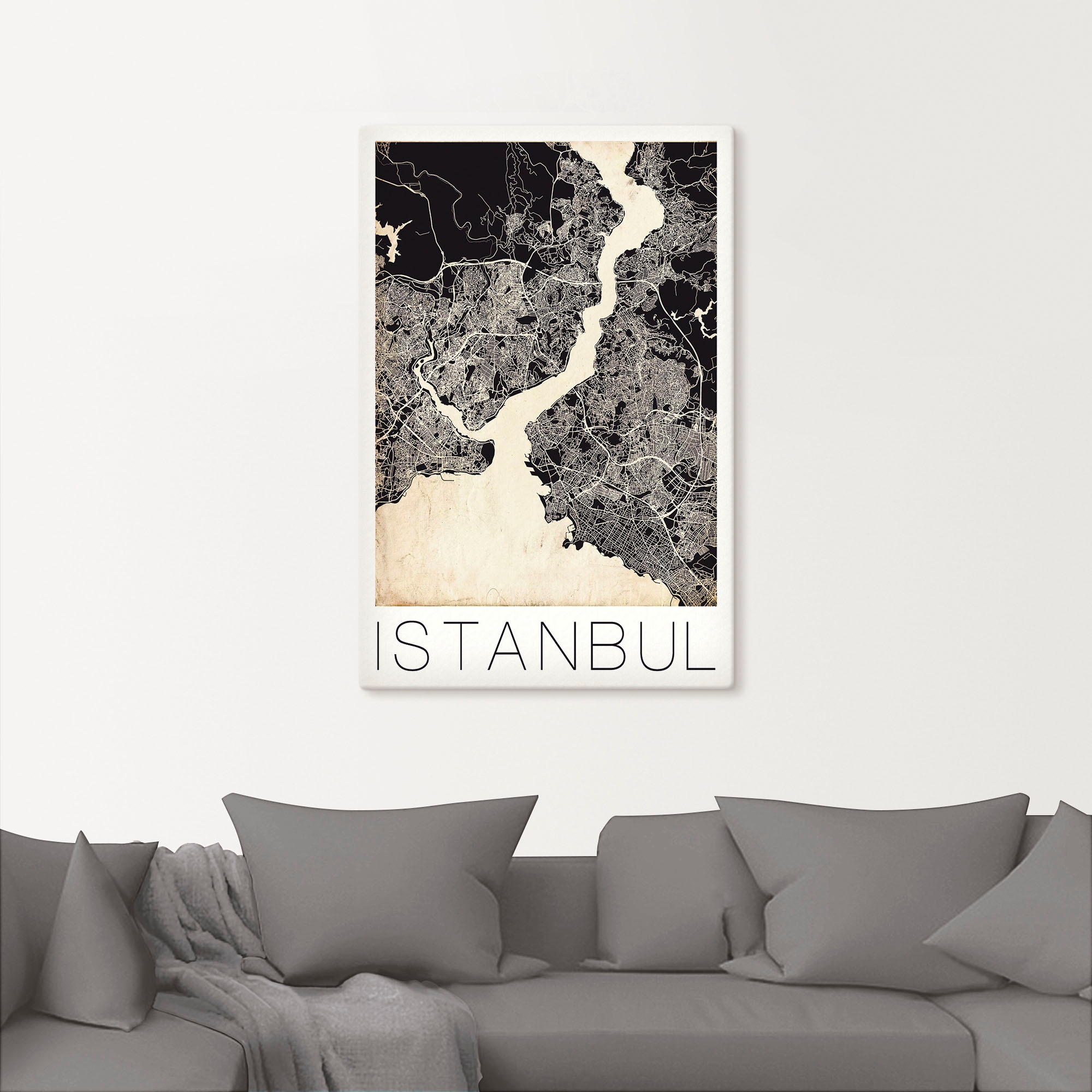 Artland Wandbild »Retro Karte Istanbul Vintage Grunge«, Landkarten, (1 St.), als Alubild, Leinwandbild, Wandaufkleber oder Poster in versch. Größen
