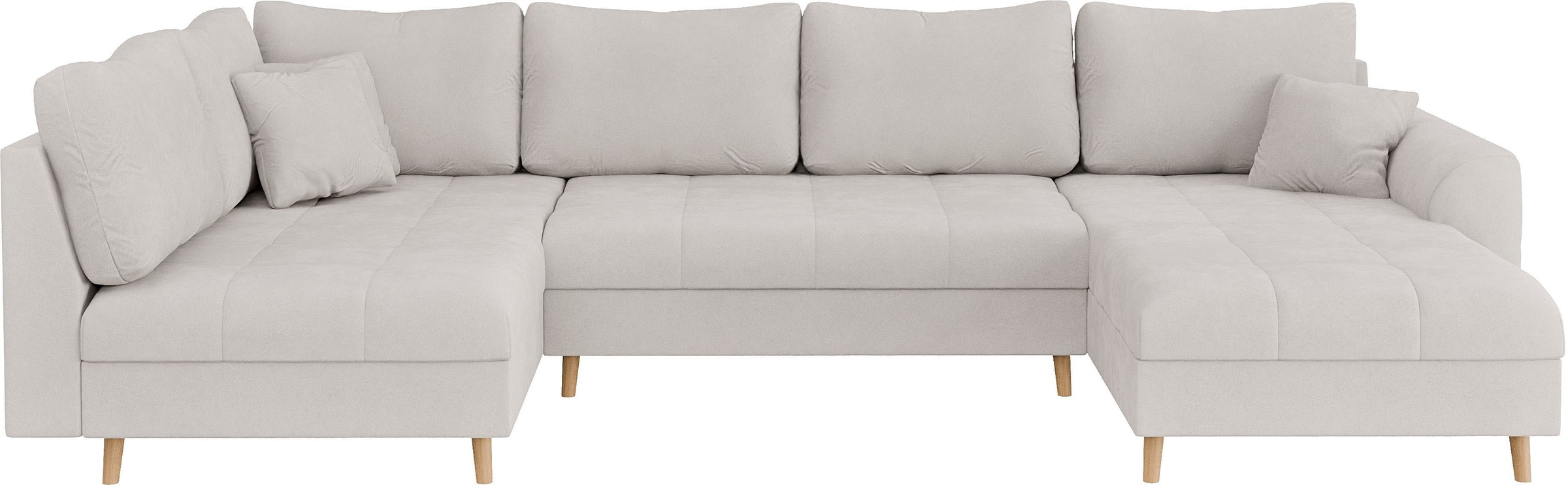 Home affaire Wohnlandschaft »CHARRE U-Form mit Ottomane, Maße B/T/H: 310/161/81 cm«, feine Steppung, lose Rücken- und Zierkissen, auch in Cord und Bouclé