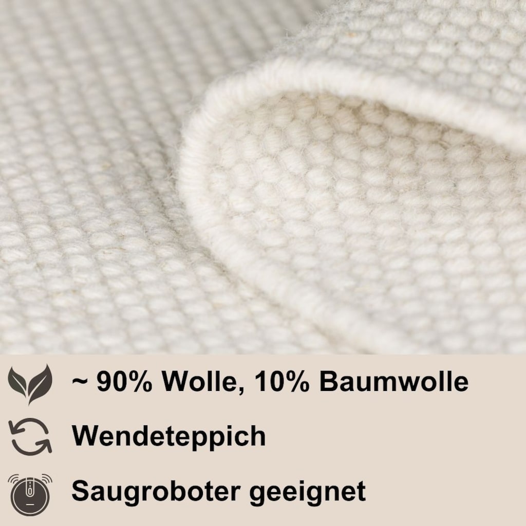 Myflair Möbel & Accessoires Wollteppich »Wooly Dream 1«, rechteckig, handgewebter Wendeteppich, Uni Farben, reine Wolle, Wohnzimmer