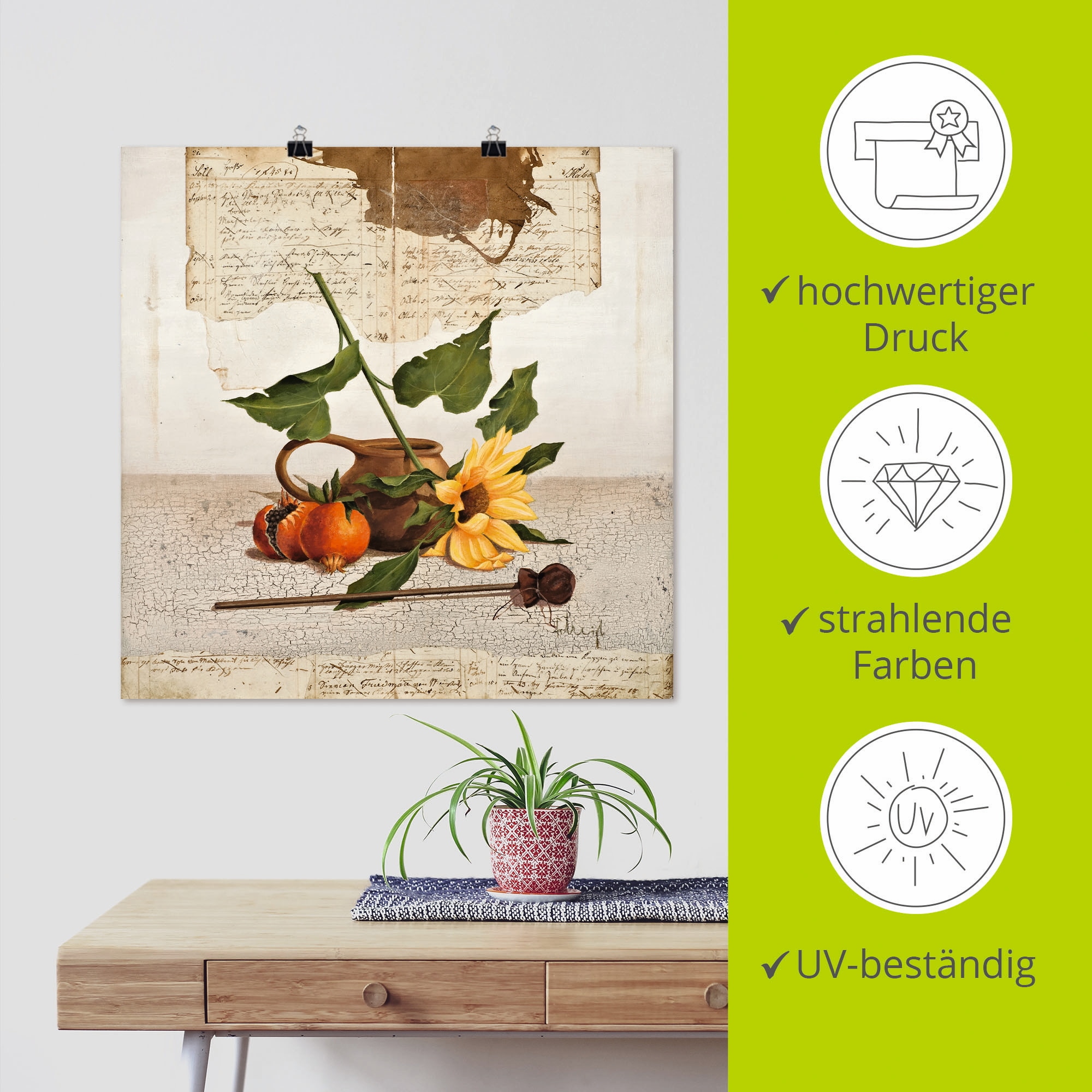 Artland Poster »Stillleben mit Sonnenblumen« Arrangements 1 Stk. tlg. ohne Rahmen