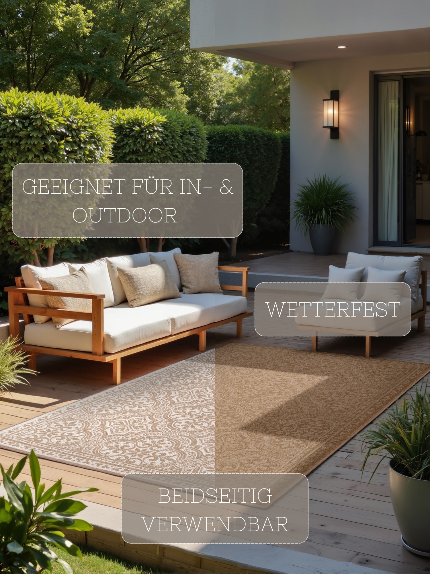 NORTHRUGS Outdoorteppich »Rosel Wendeteppich«, rechteckig, 5 mm Höhe, In und Outdoor, Flachgewebe, wetterfest, pflegeleicht, robust