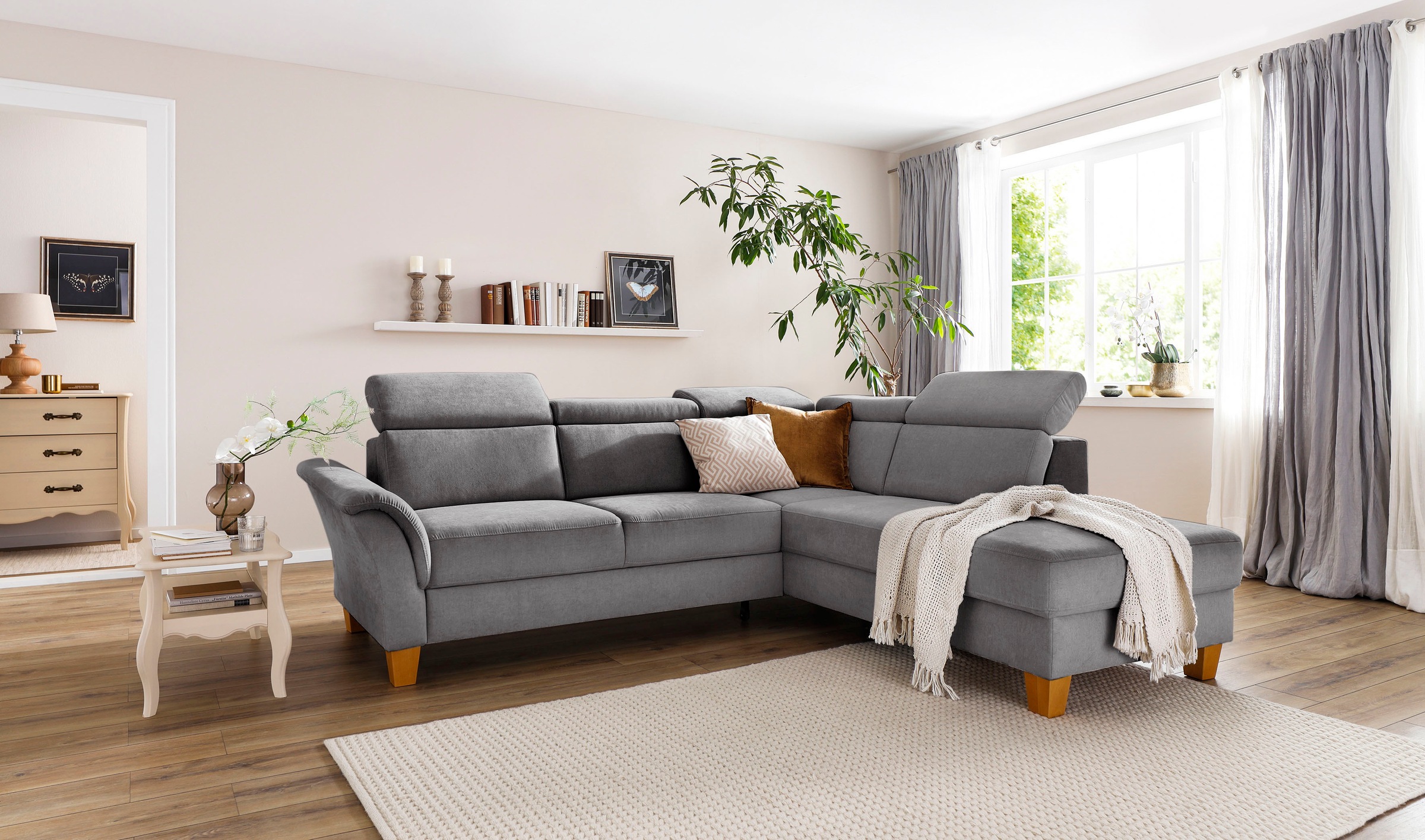 Home affaire Ecksofa »Conville L-Form«, Federkern, wahlweise mit Bettfunktion und Bettkasten bzw. Stauraum