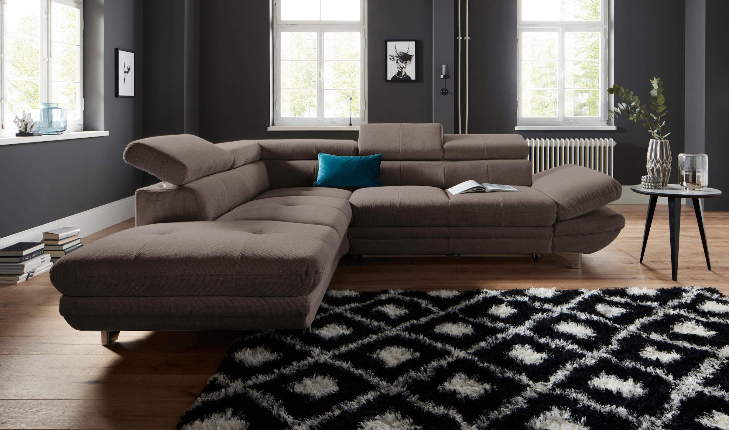 COTTA Polstergarnitur »Enterprise L-Form«, (Set), Set bestehend aus: Ecksofa mit Arm- & Kopfteilverstellung & Hocker