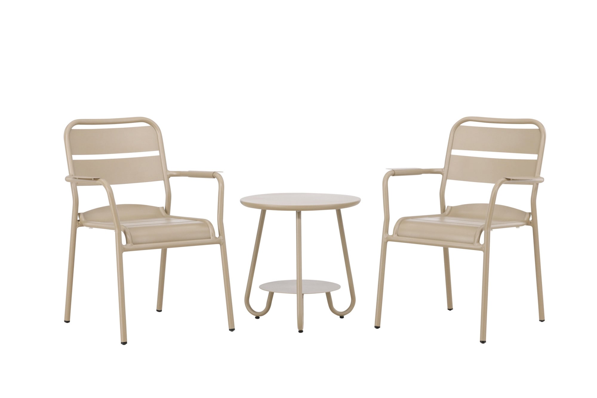 Venture Home Balkonset »Faro, kompaktes Café-Set für 2 Personen Ø 50 cm, Aluminium« Balkonset, beige, rund, Aluminium leicht, platzsparend, modern