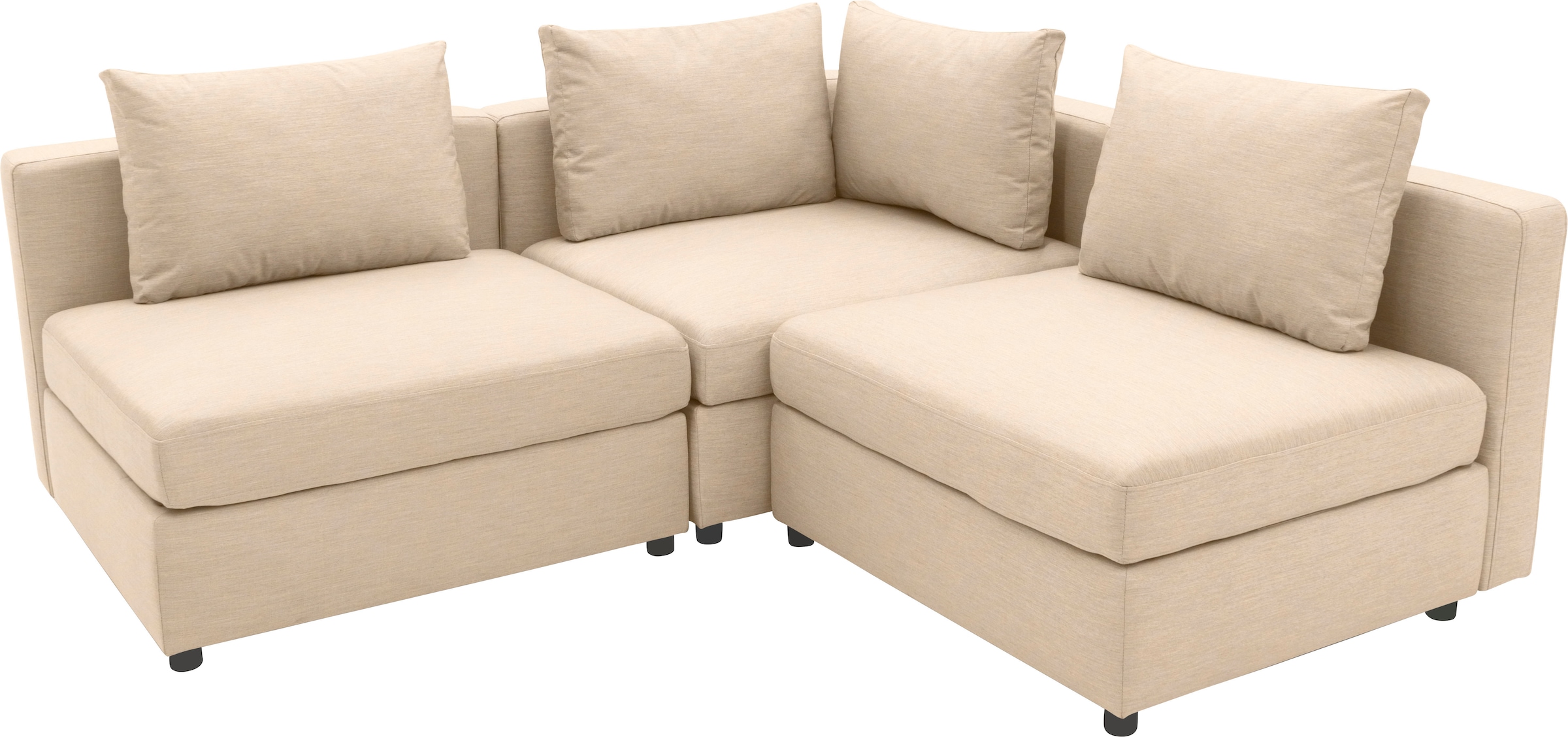 DOMO collection Ecksofa »Solskin, individuell erweiterbar/kombinierbar L-Form«, mit losen Kissen. Rücken- und Seitenteile als Stecksystem.