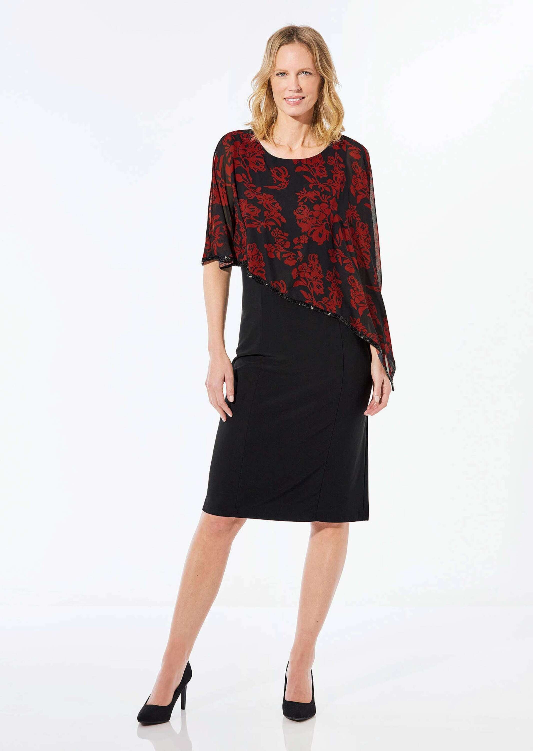 GOLDNER Etuikleid »Kurzgröße Festliches Kleid mit feinem Chiffonüberwurf«