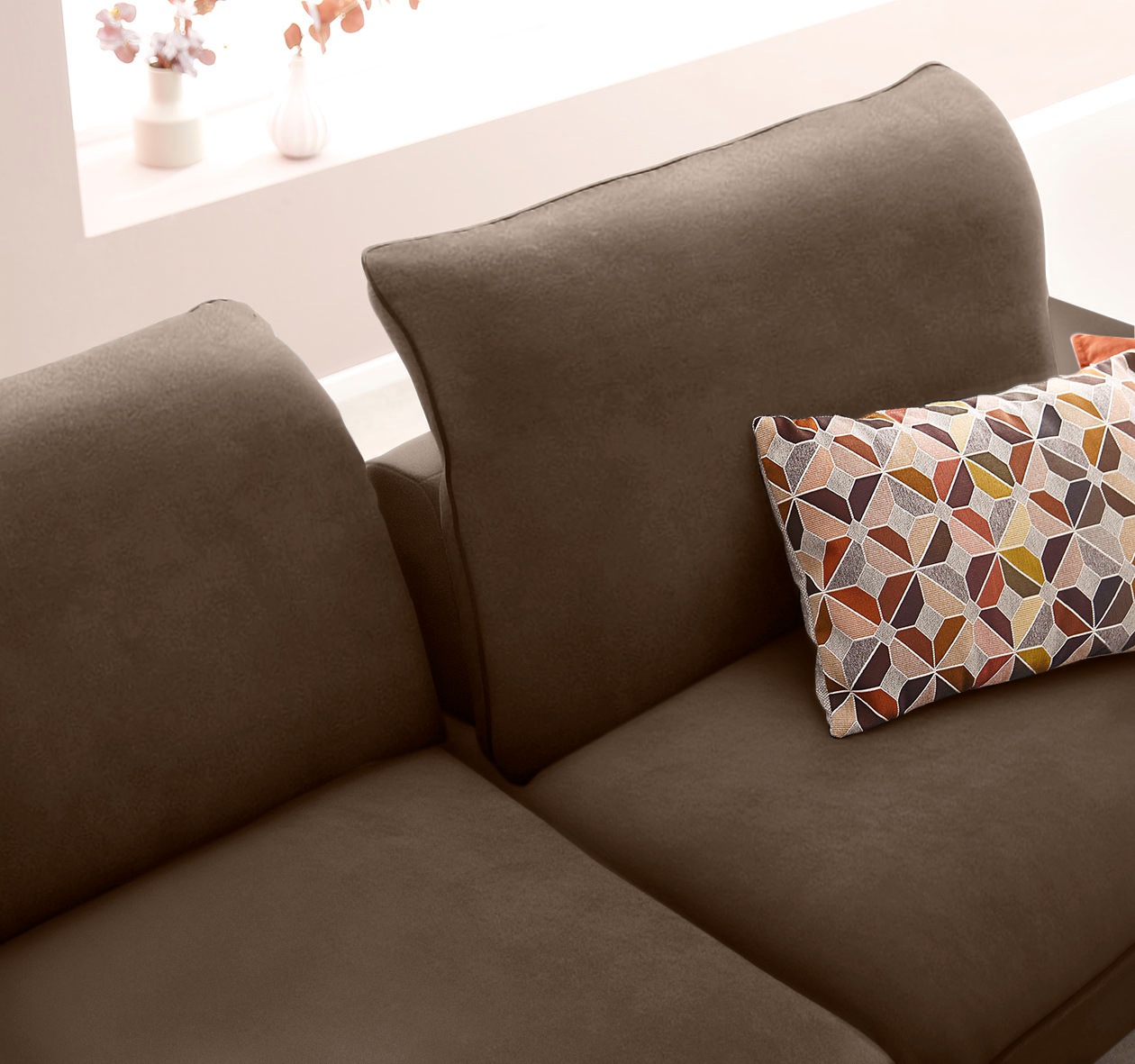 W.SCHILLIG Ecksofa »enjoy&MORE, Designsofa, elegant und bequem, L-Form«, mit Sitztiefenverstellung, Füße Chrom glänzend, Breite 294 cm