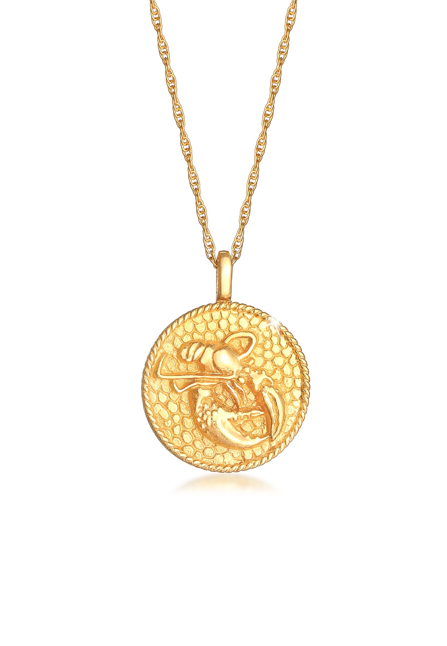Elli Kette mit Anhänger »Halskette Sternzeichen Krebs Zodiac Astro Münze 925 Silber«