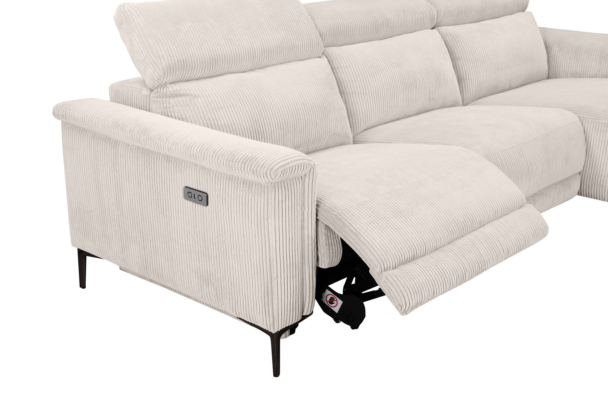 Home affaire Ecksofa »Lund in Cord, L-Form, 261 cm, manuelle und elektr. Relaxfunktion,«, USB-C und Kopfteilverstellung