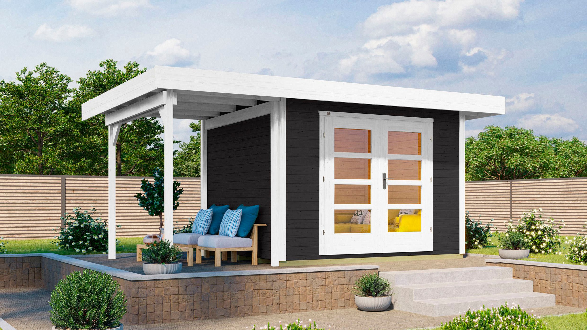 weka Gartenhaus »126 A Gr.2, anthrazit, 28 mm, Anbau ca. 150 cm«