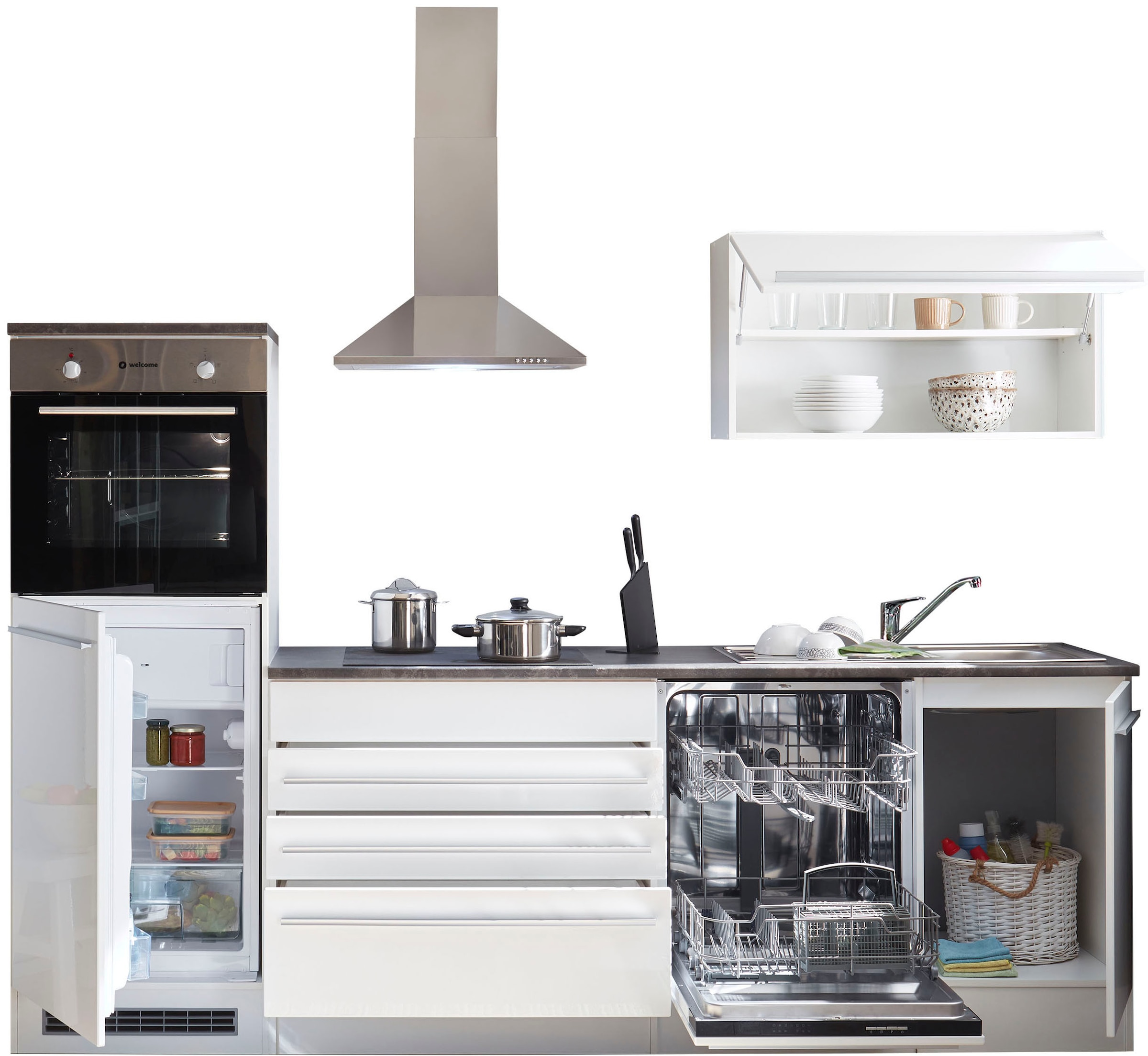 BASIC by Balculina Küchenzeile »Jazz«, Breite 260 cm, wahlweise mit E-Geräten