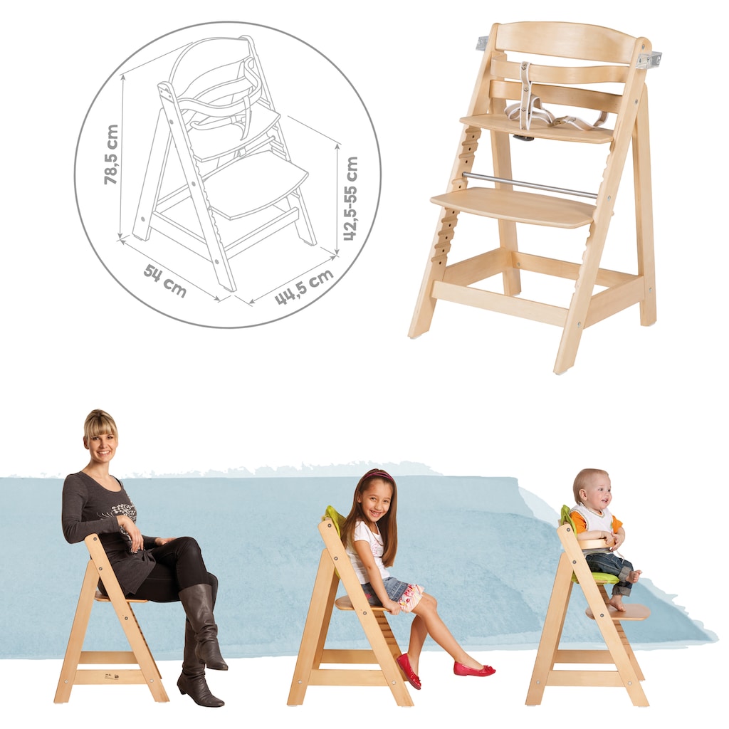 roba® Hochstuhl »Treppenhochstuhl Sit Up Click & Fun, natur«, aus Holz